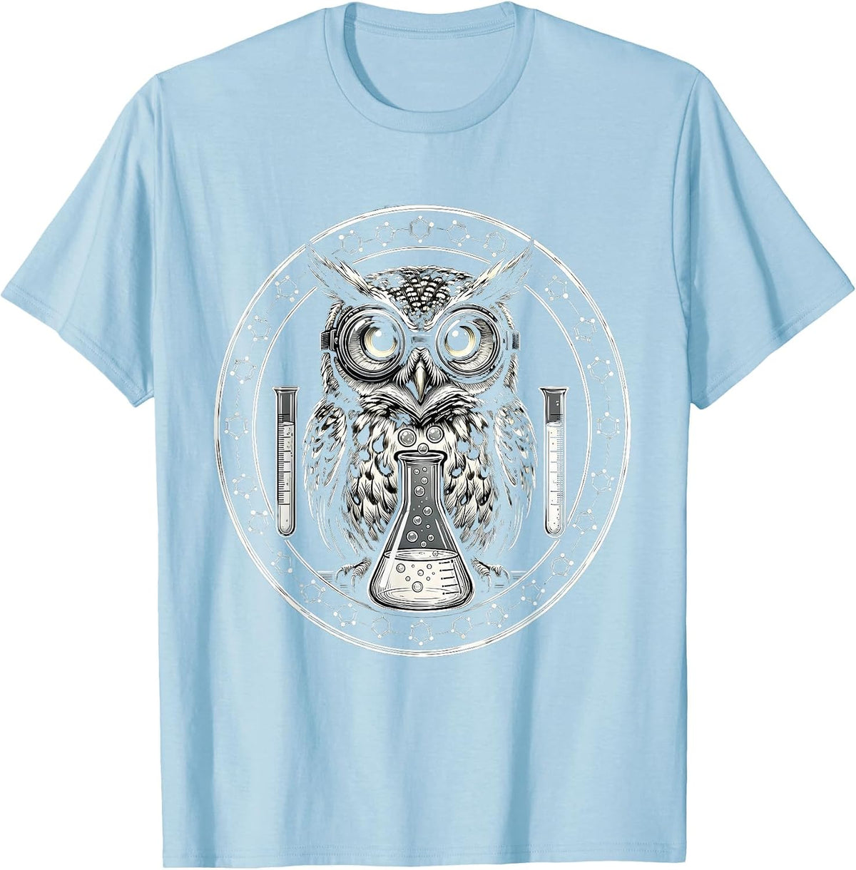 Men's Owl Science Teacher Safety Goggles Lab Graphic T-Shirt - Baby Blue