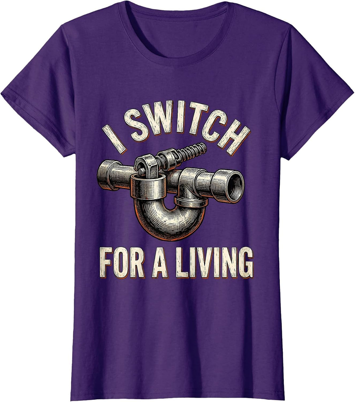 Women's I Switch For A Living Funny Electrician Sarcastic Humor T-Shirt - Purple