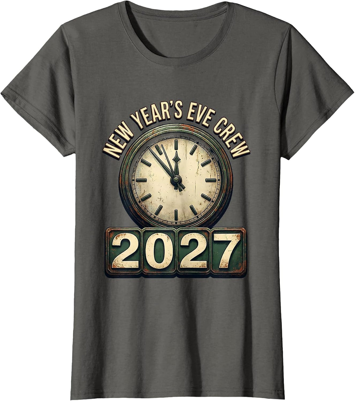 Women's New Year's Eve Crew 2027 Vintage Family Matching Holiday T-Shirt - Asphalt Grey