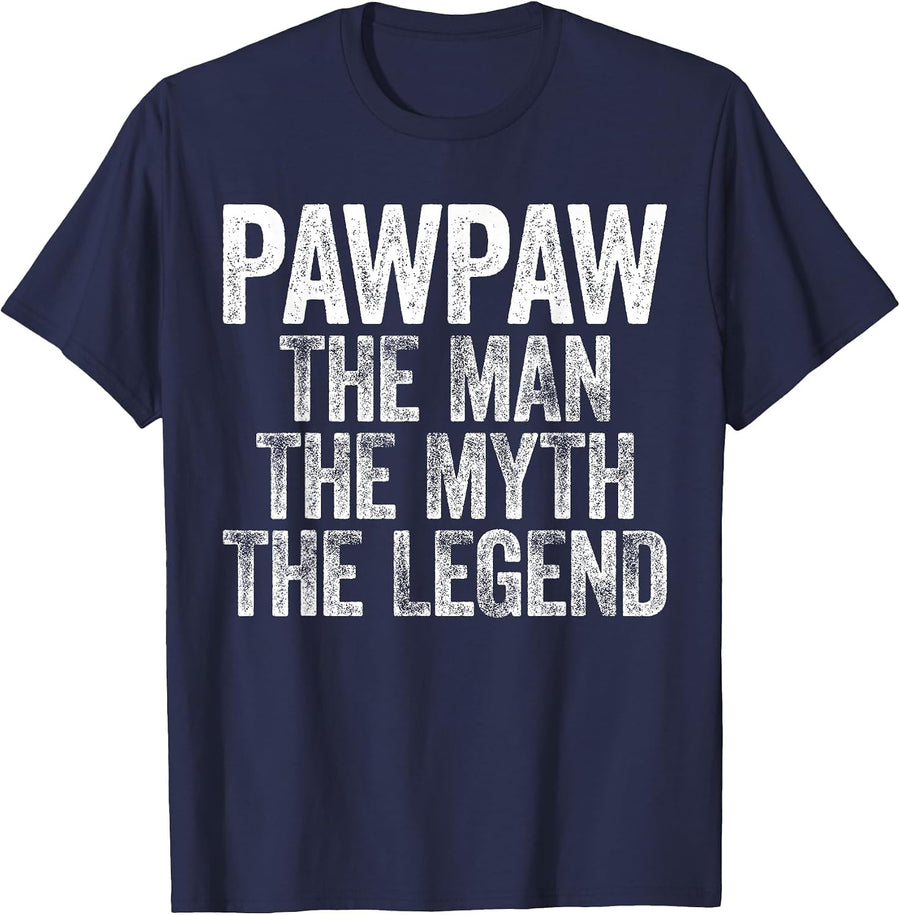 Pawpaw The Man The Myth The Legend Shirt for Men Fathers Day Tees and T Shirts - Navy Blue