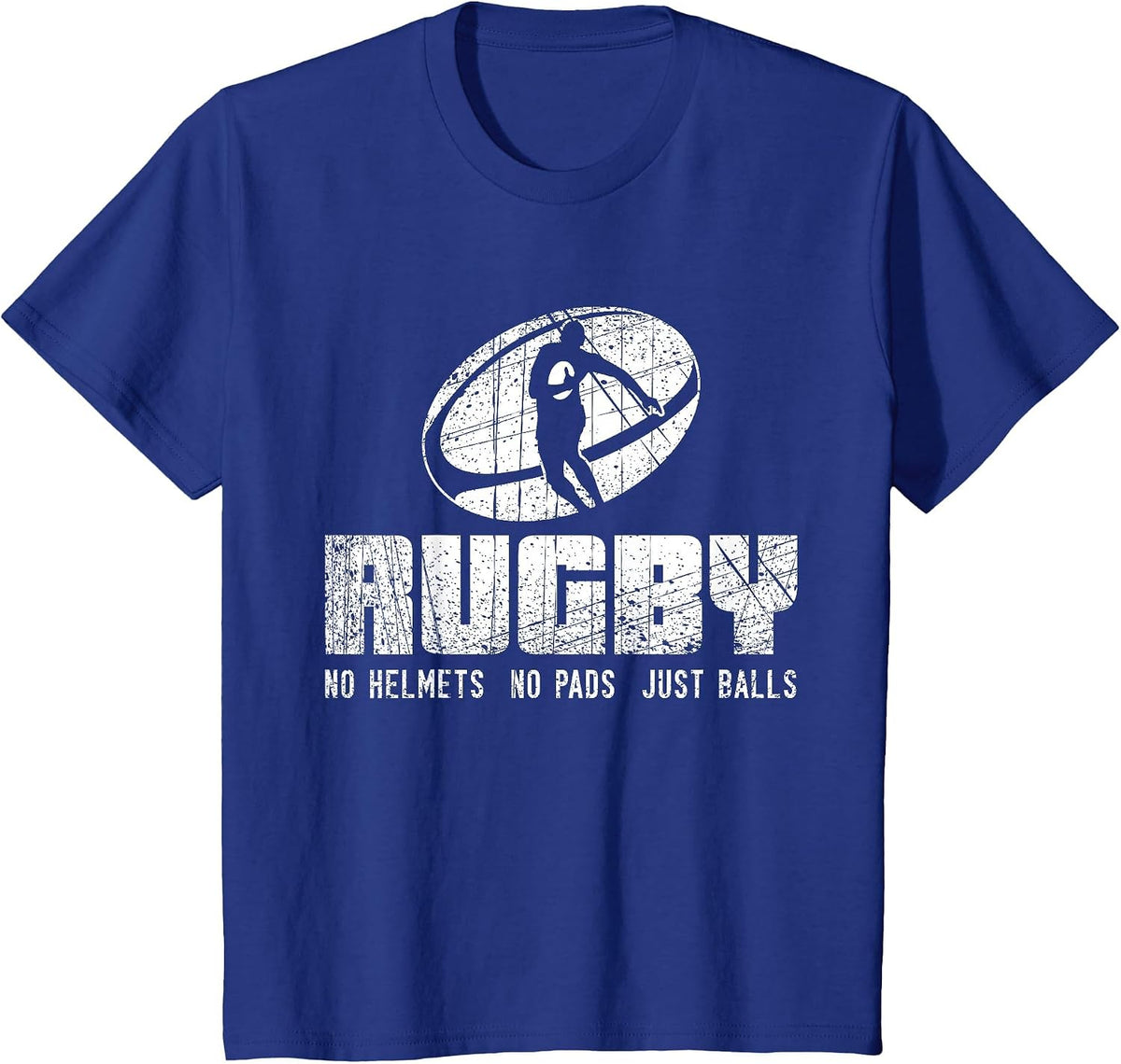 Rugby No Helmet No Pads Just Balls Shirt - Funny Rugby Quote T-Shirt - Royal Blue