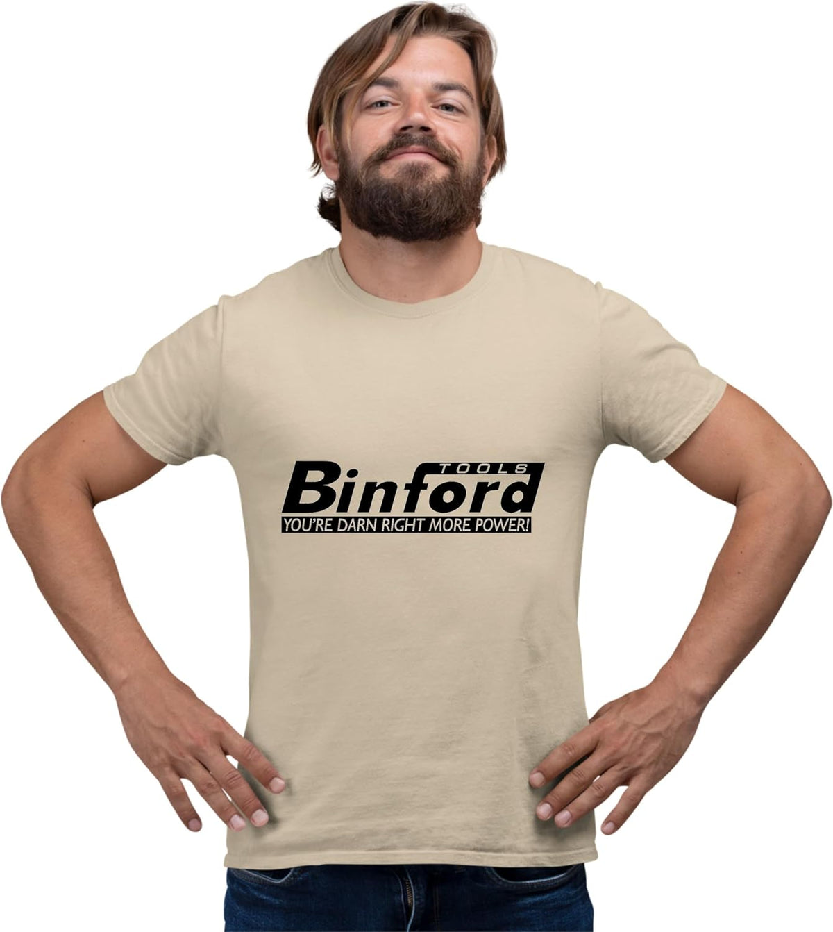 Go All Out Adult Binford Tools T-Shirt - Sand