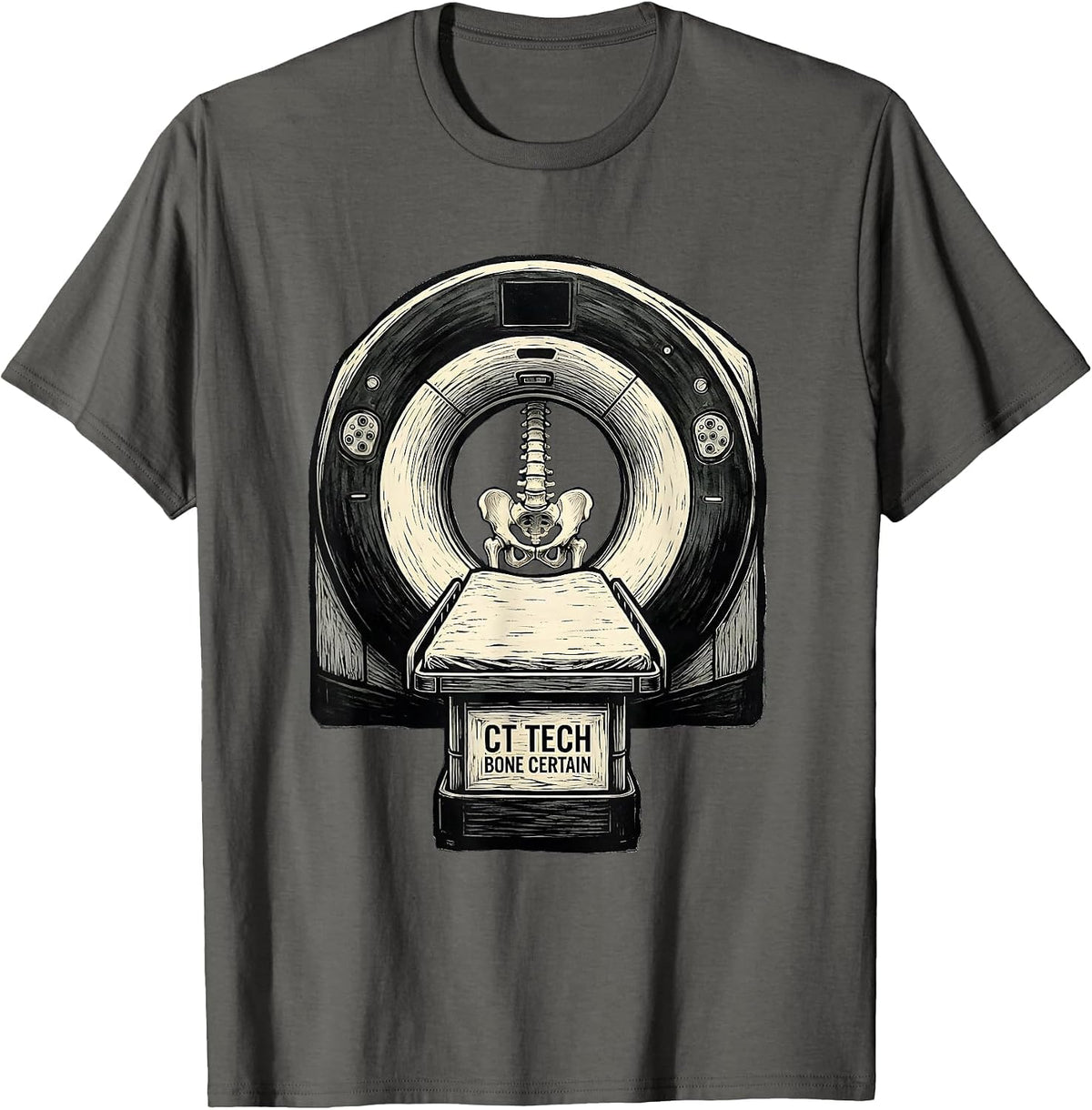 Men's CT Tech Bone Certain Funny Radiology Technologist Humor T-Shirt - Asphalt Grey