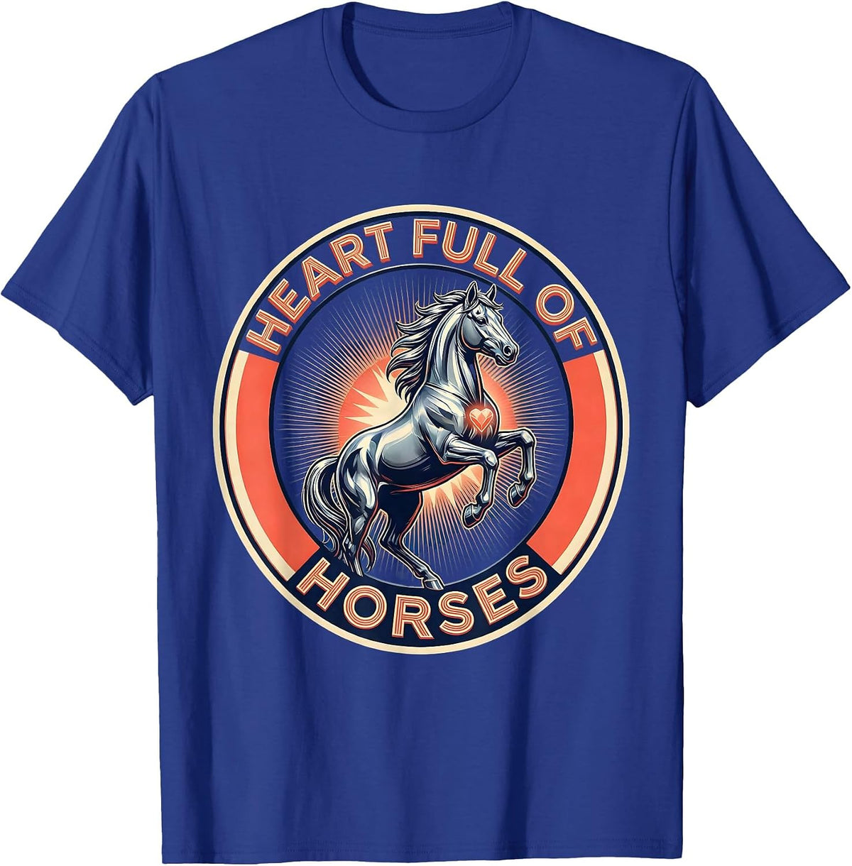 Heart Full of Horses Cowgirl Girls Design T-Shirt - Royal Blue