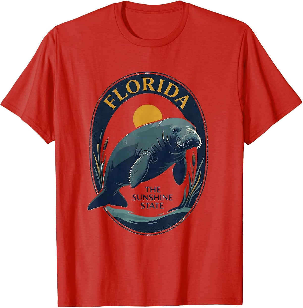 Men's Florida The Sunshine State Vintage Manatee Souvenir T-Shirt - Red