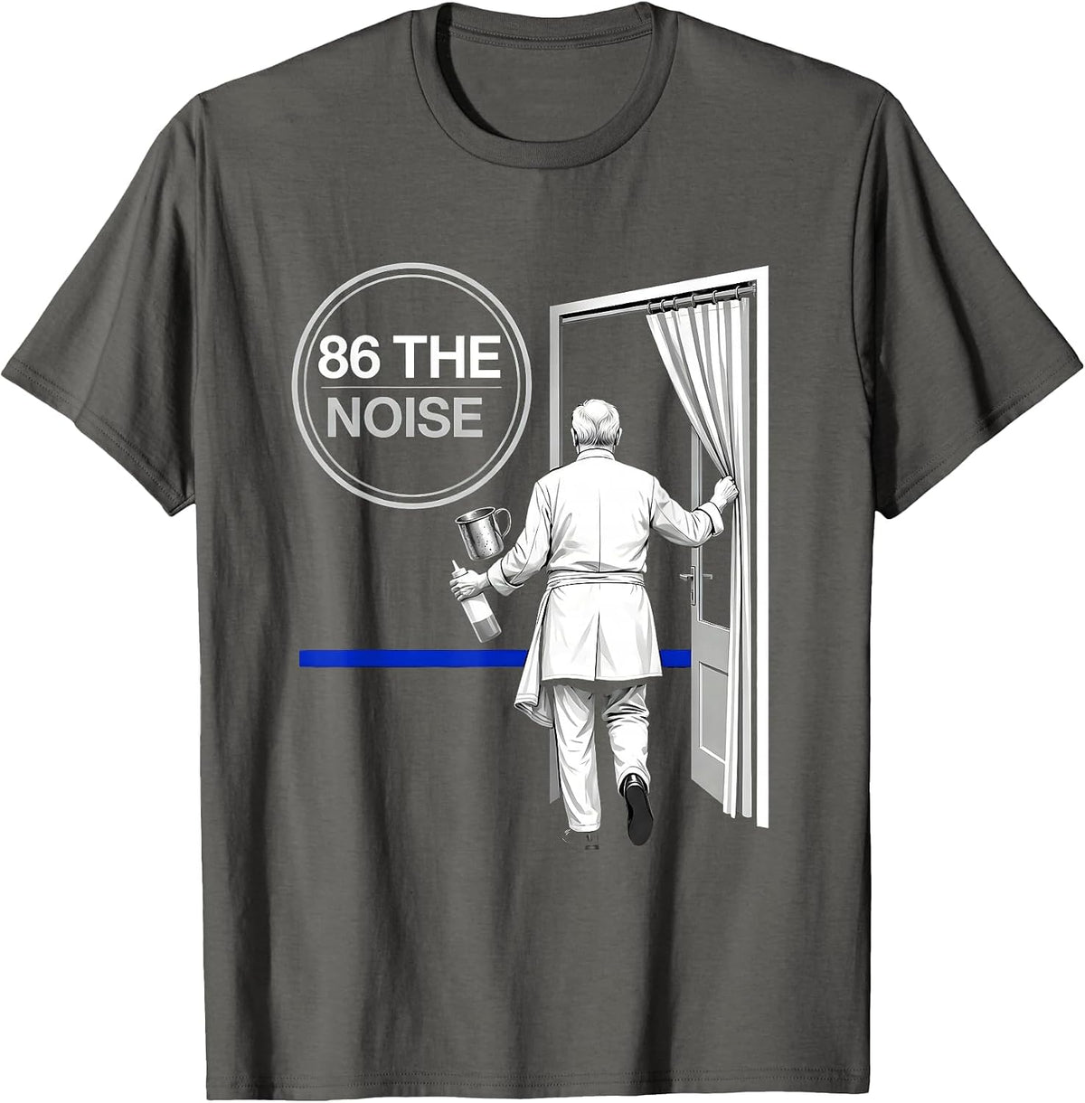 Men's Senior Kitchen Worker Back View Chef Humor T-Shirt - Asphalt Grey