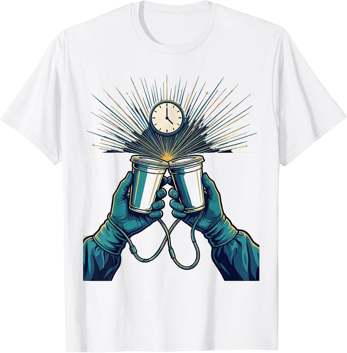 Specimen Cup Nurse Crew New Years Eve Party Humor T-Shirt - White