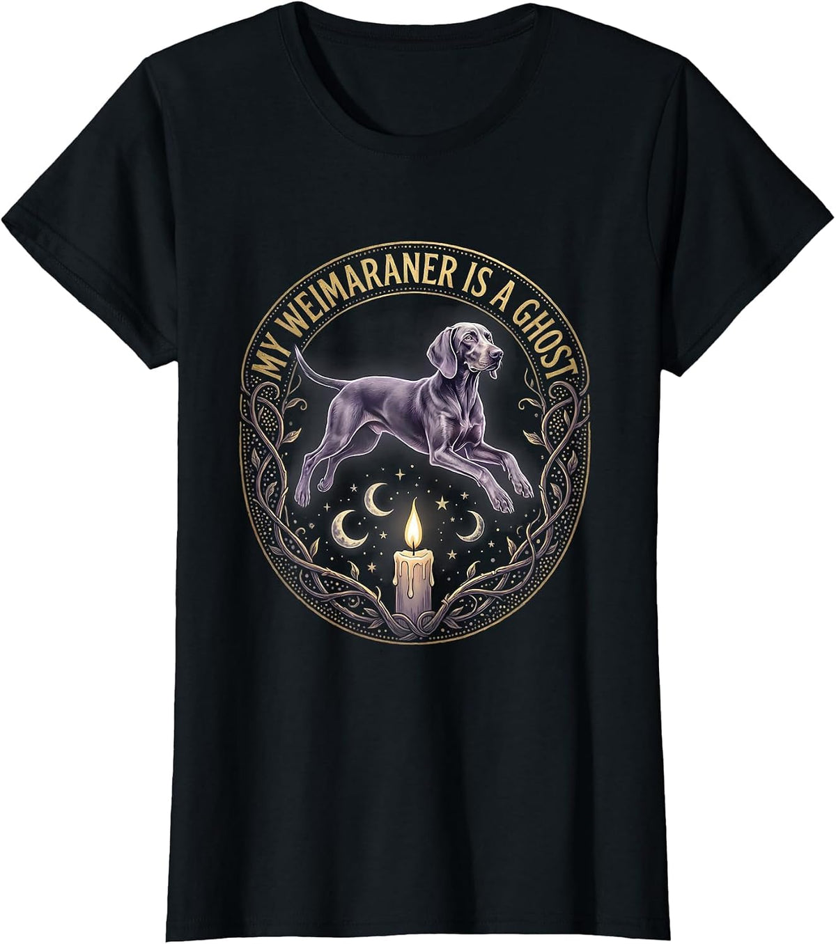My Weimaraner Is a Ghost Halloween Dog Design T-Shirt - Black
