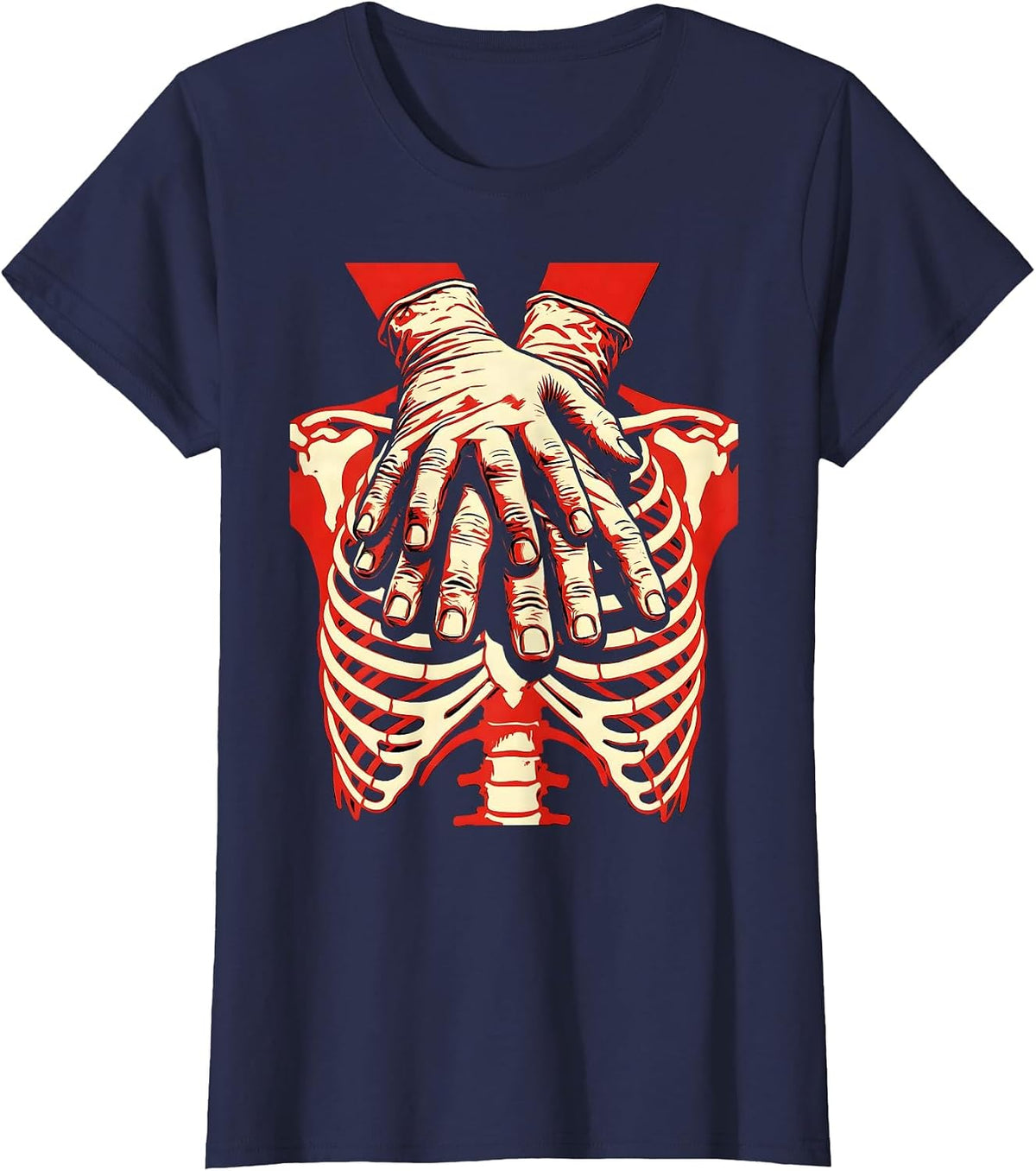 Women's EMT CPR Rescue Graphic Design Gift T-Shirt - Navy Blue