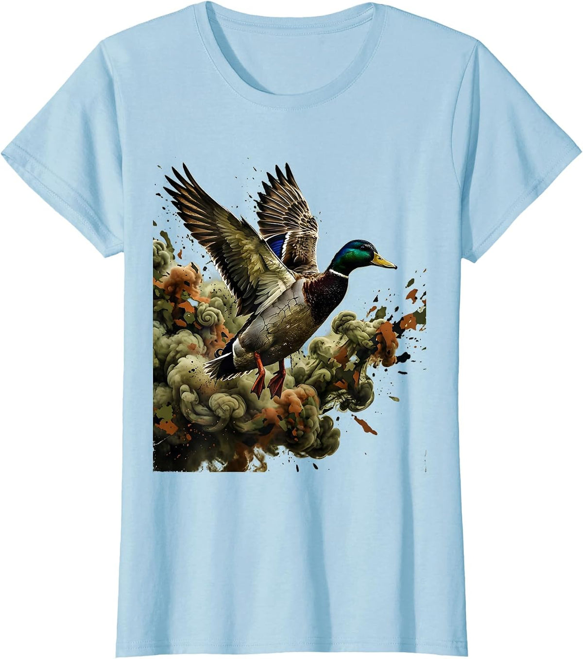 Mallard Duck Camo Smoke Hunting Graphic T-Shirt - Baby Blue