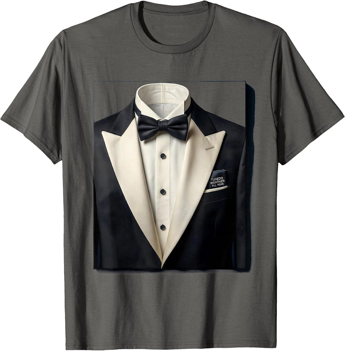 Men's Tuxedo Weather All Year Formal Style Design T-Shirt - Asphalt Grey