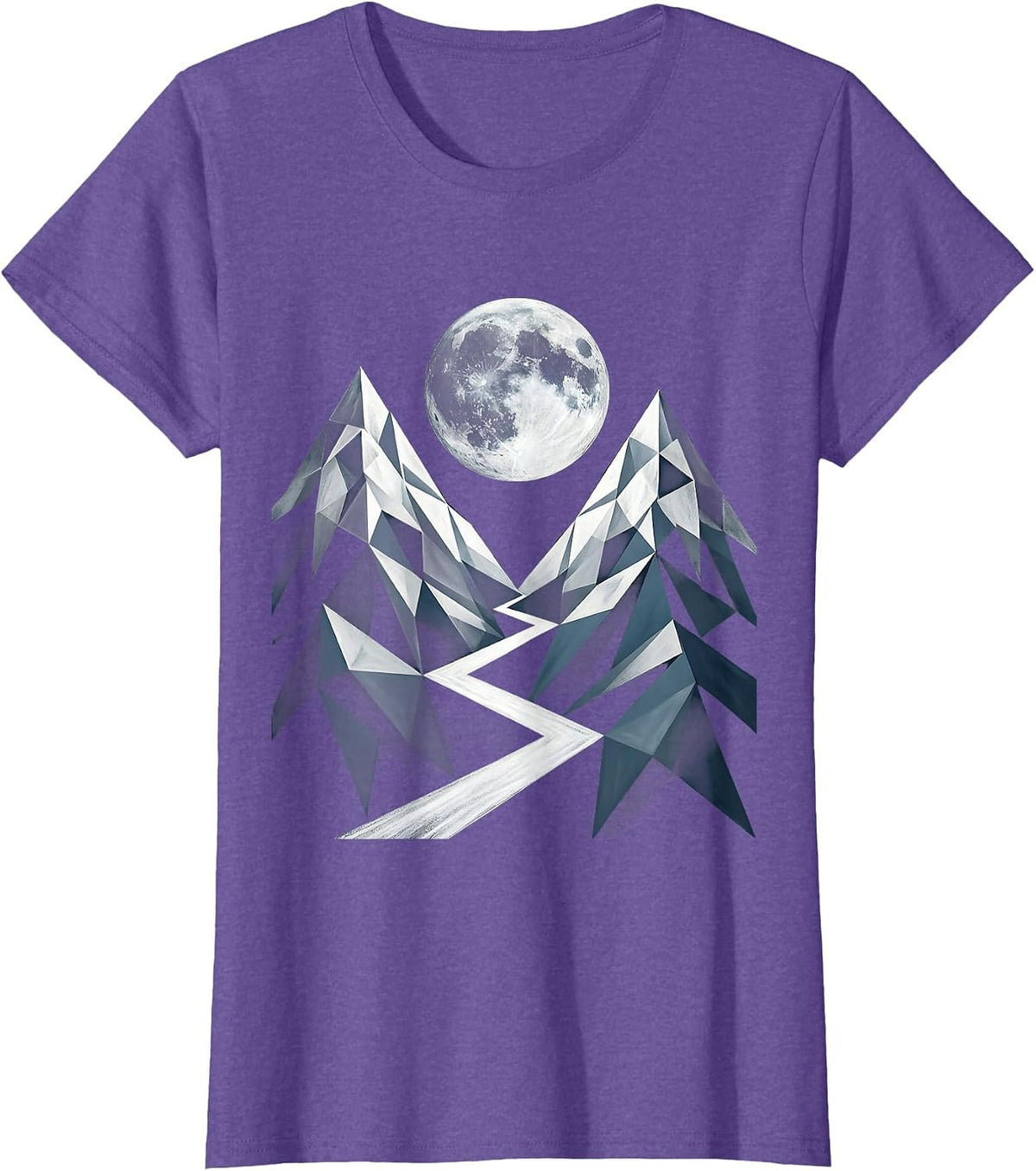 Full Moon Mountain Trail MTB Graphic T-Shirt - Purple Heather