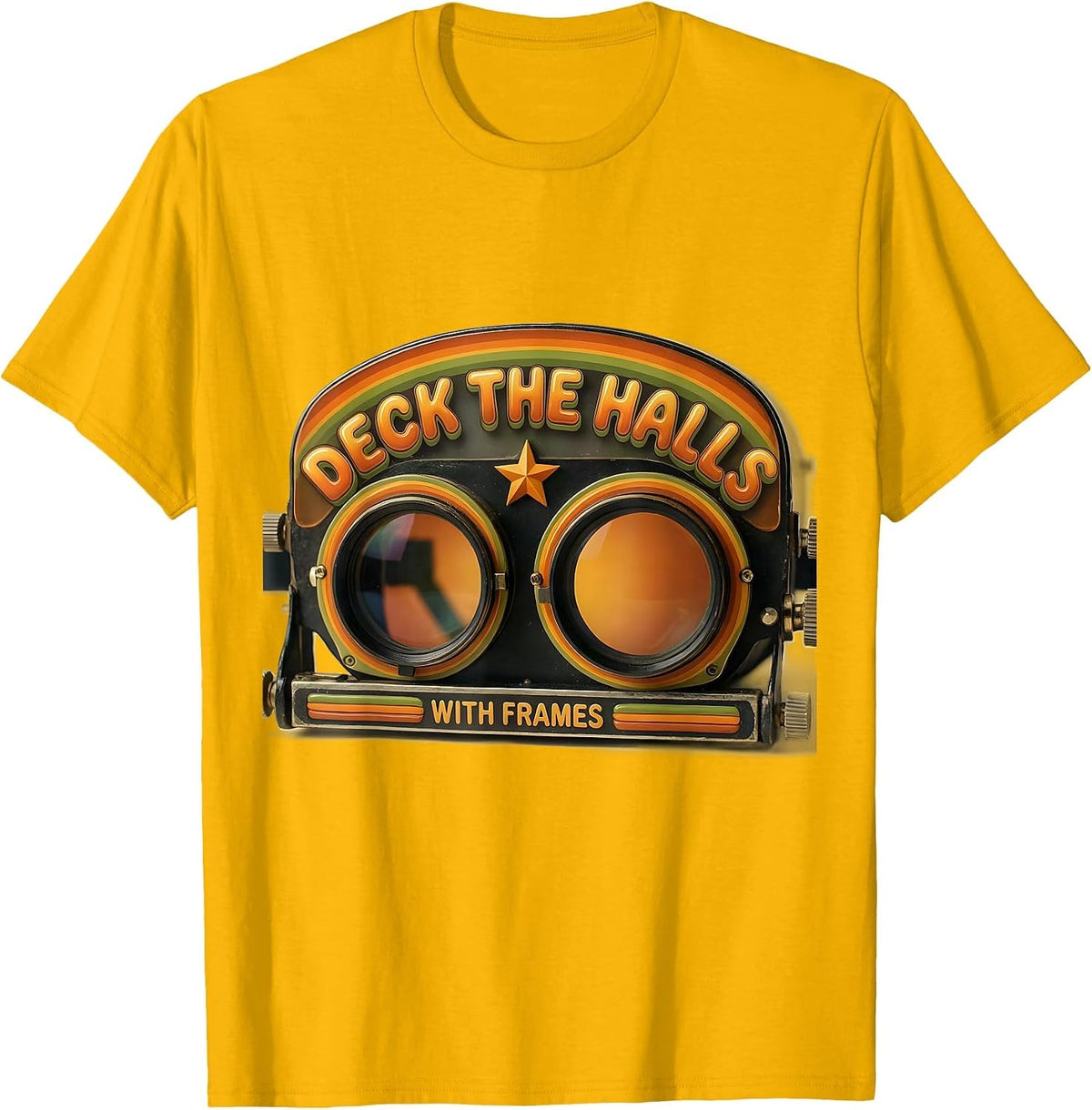 Deck The Halls With Frames Retro Vintage Optometrist T-Shirt - Golden Yellow