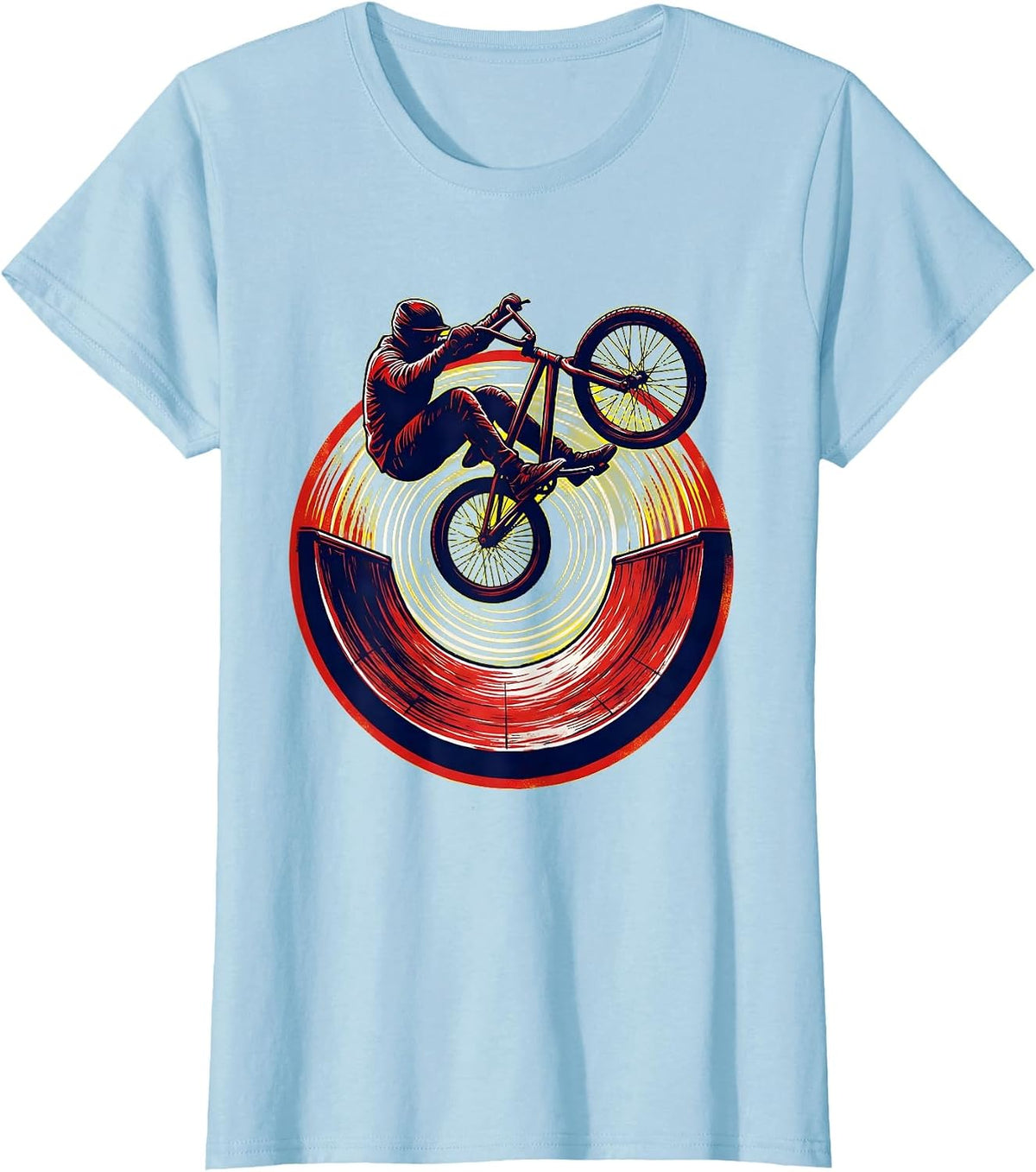 BMX 360 Half-Pipe Trick Rider Graphic T-Shirt - Baby Blue