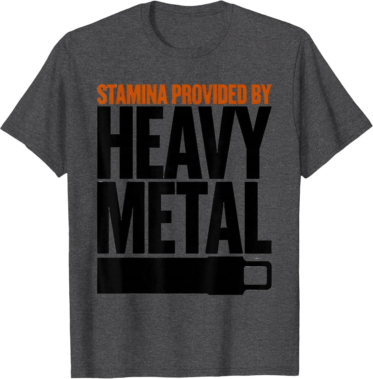 Men's Stamina Provided By Heavy Metal Funny Rock Fan Novelty T-Shirt - Dark Heather Grey