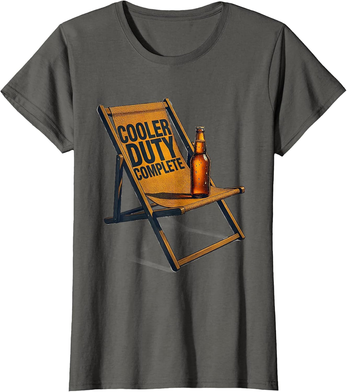 Women's Cooler Duty Complete Funny Beer Lover Labor Day Cookout T-Shirt - Asphalt Grey