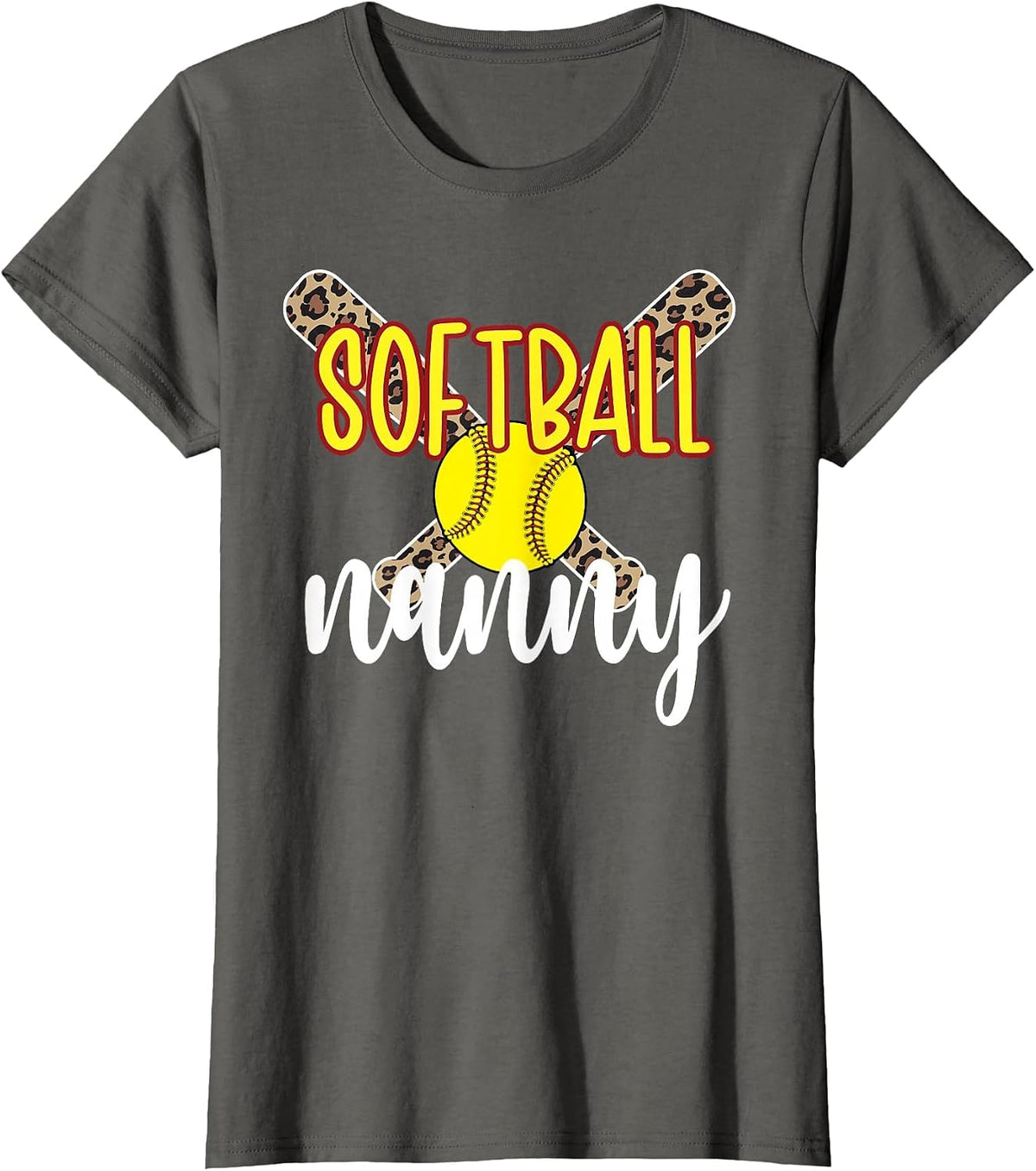 Softball Nanny Grandma Softball Player Nanny T-Shirt - Asphalt Grey