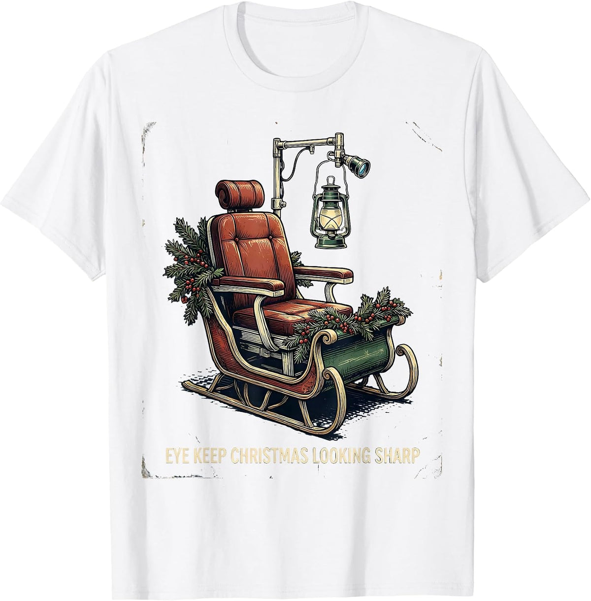 Men's Eye Keep Christmas Looking Sharp Vintage Optometrist T-Shirt - White