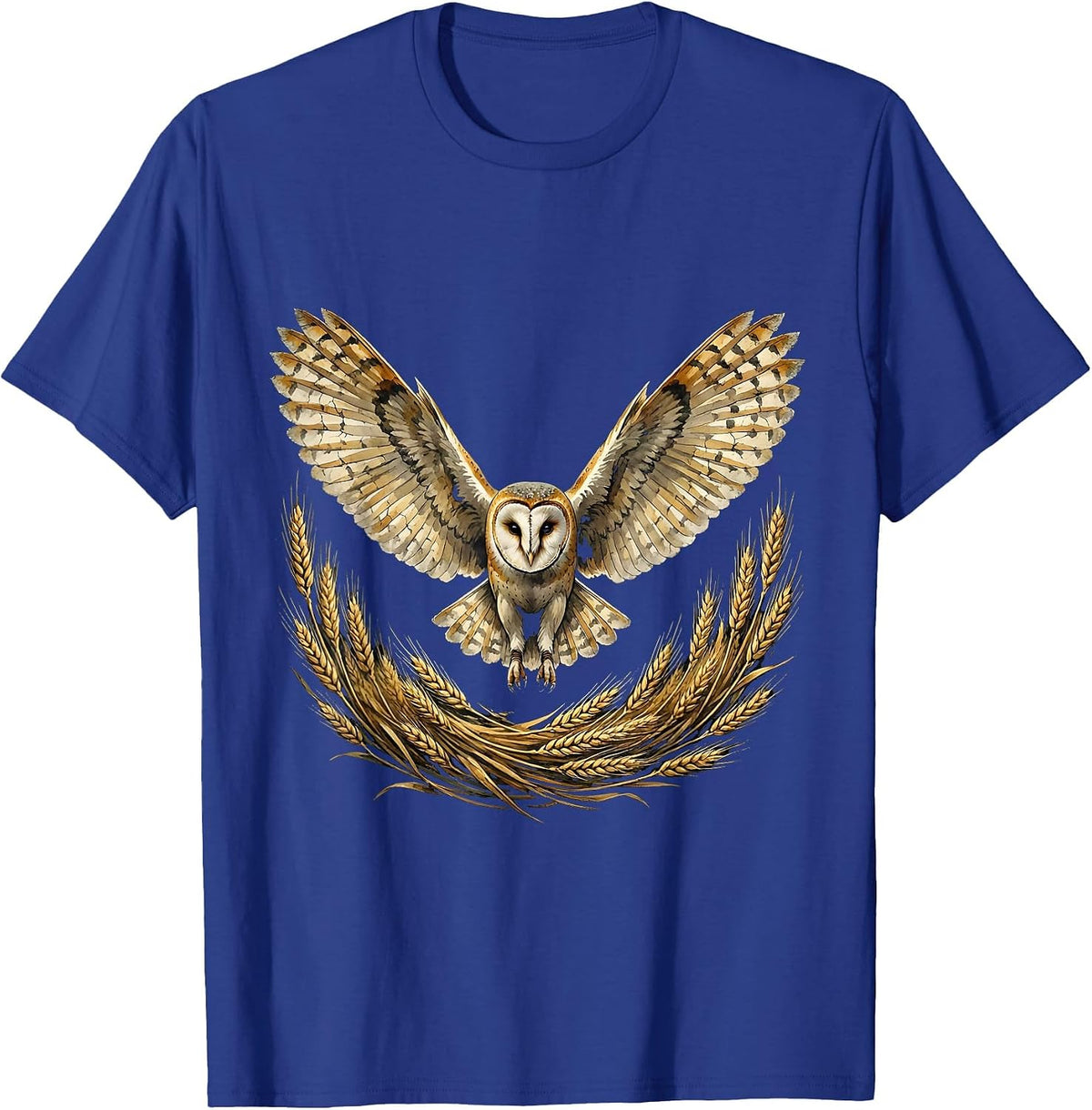 Barn Owl in Flight Over Autumn Wheat Field T-Shirt - Royal Blue