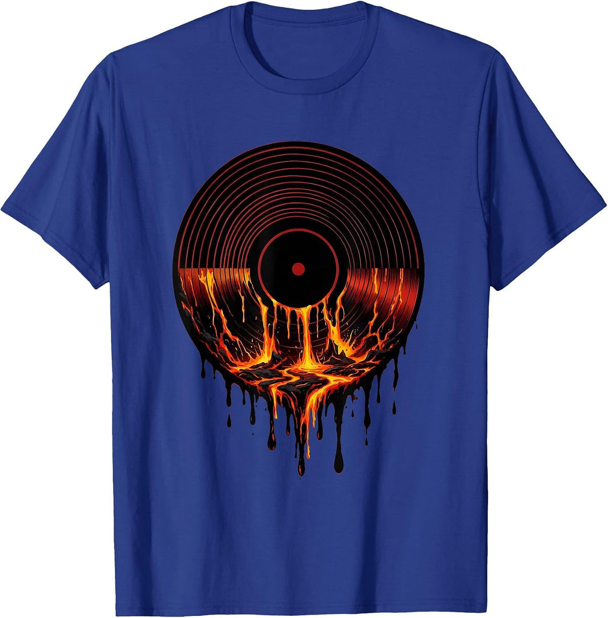 Men's Vinyl Record Melting Lava Rock Music Graphic T-Shirt - Royal Blue