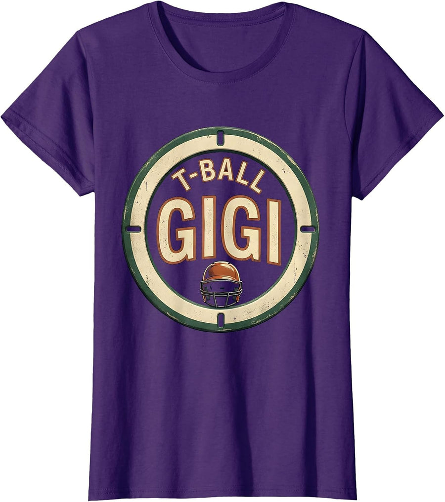 Women's T-Ball Gigi Vintage Youth Baseball Family Game Day T-Shirt - Purple