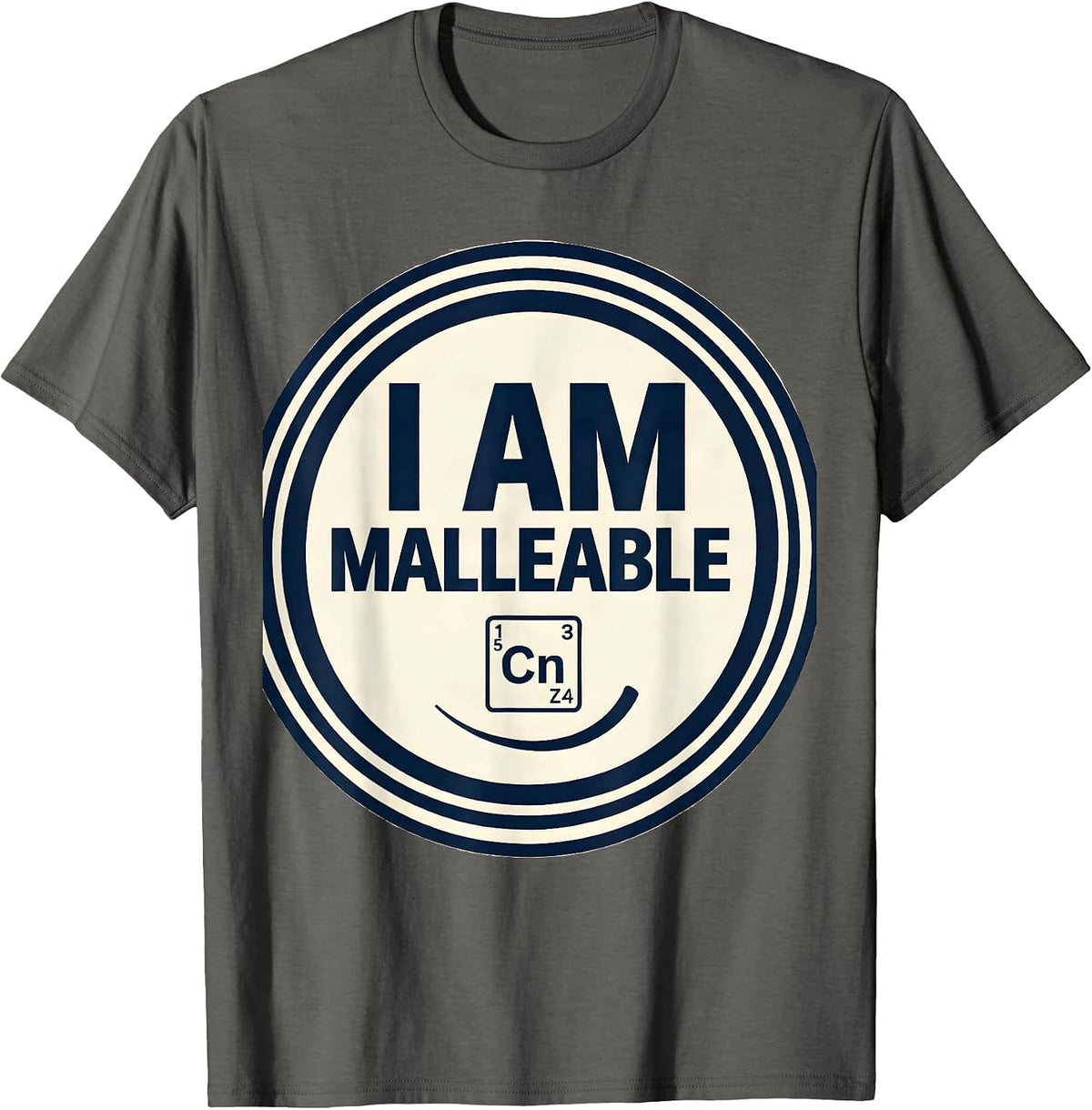 Men's I Am Malleable Funny Chemistry Science Humor Periodic Table T-Shirt - Asphalt Grey