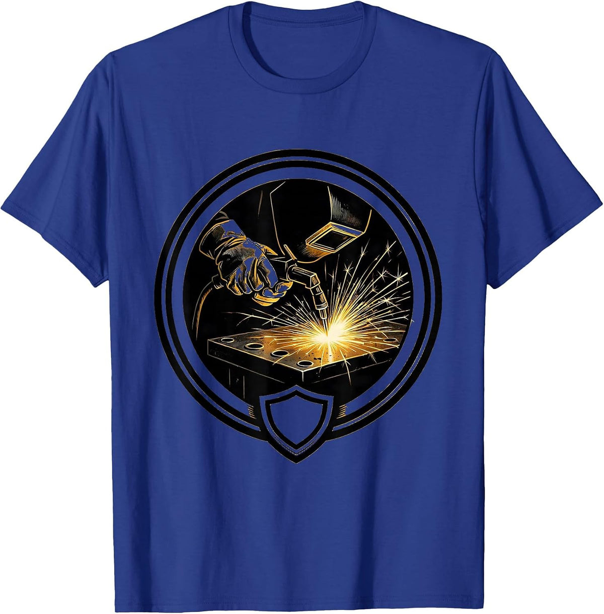 Welder Gloved Hands Torch Graphic Design T-Shirt - Royal Blue