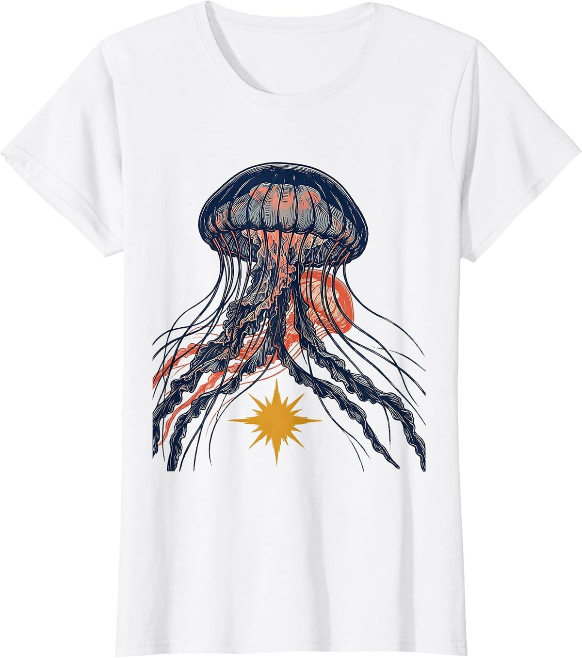 Jellyfish Sign Painter Ocean Creature Novelty T-Shirt - White