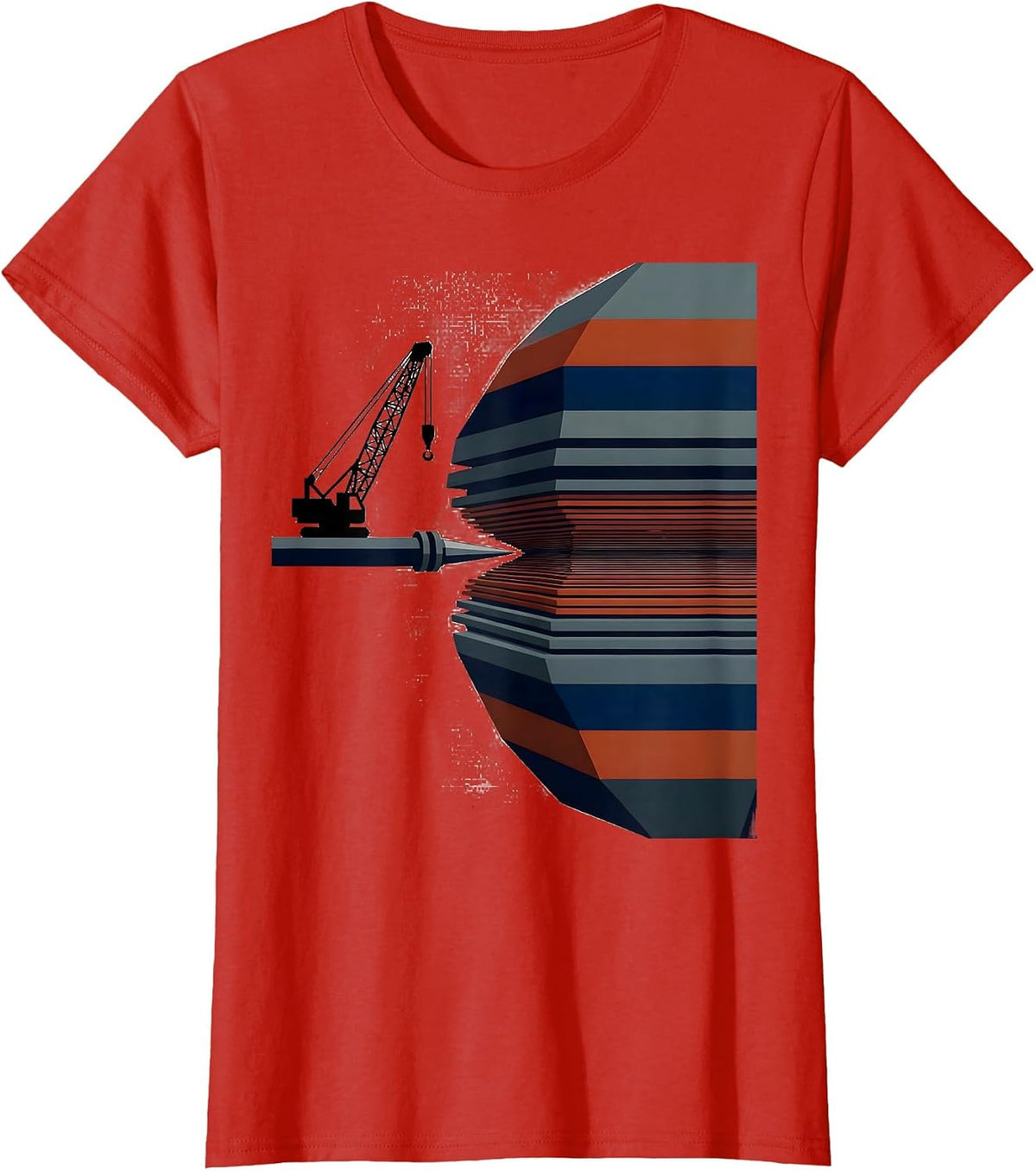 Women's Drill Derrick Geometric American Flag Patriotic Pride T-Shirt - Red