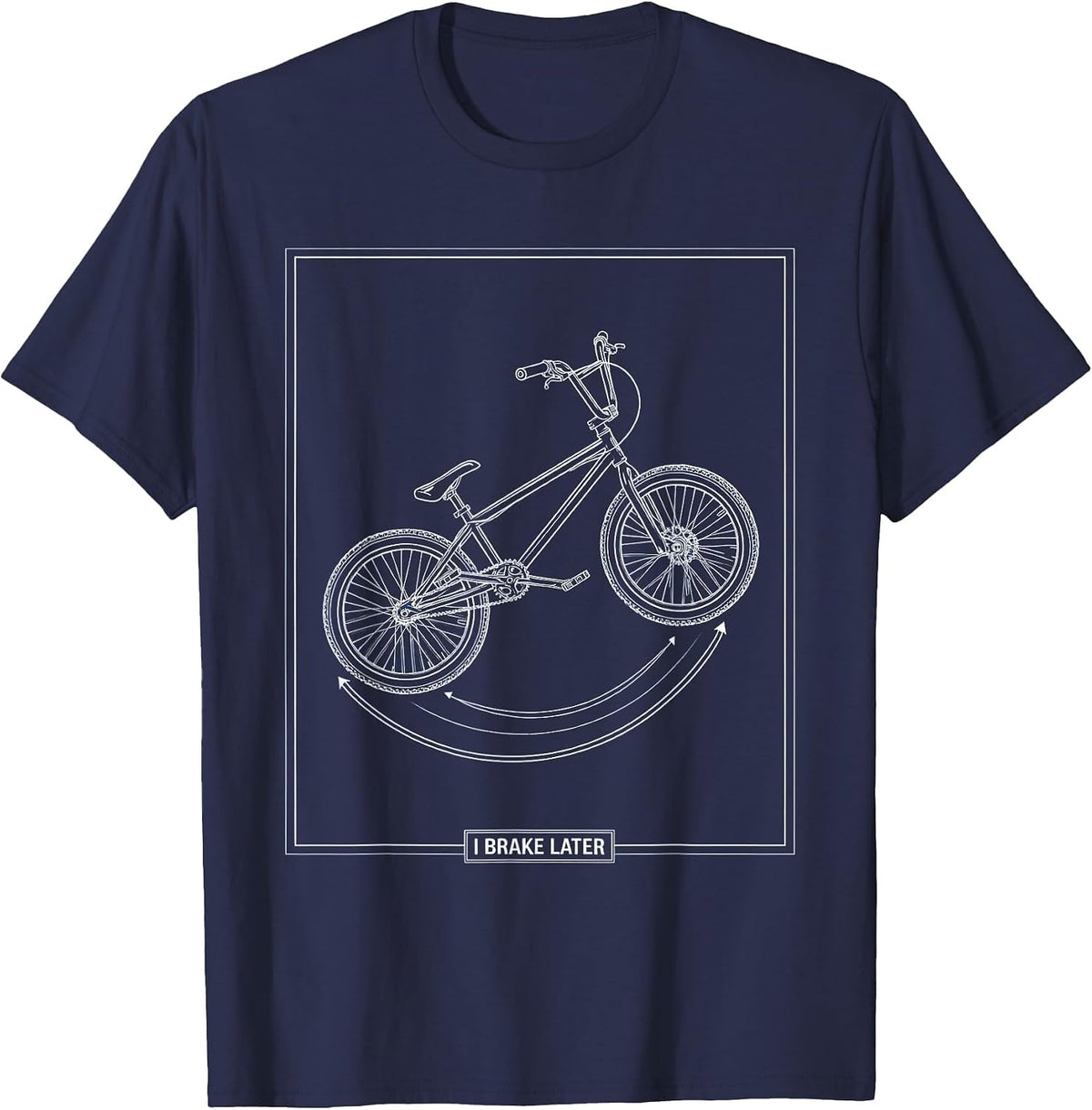I Brake Later Technical Blueprint BMX Bike Kids Extreme T-Shirt - Navy Blue