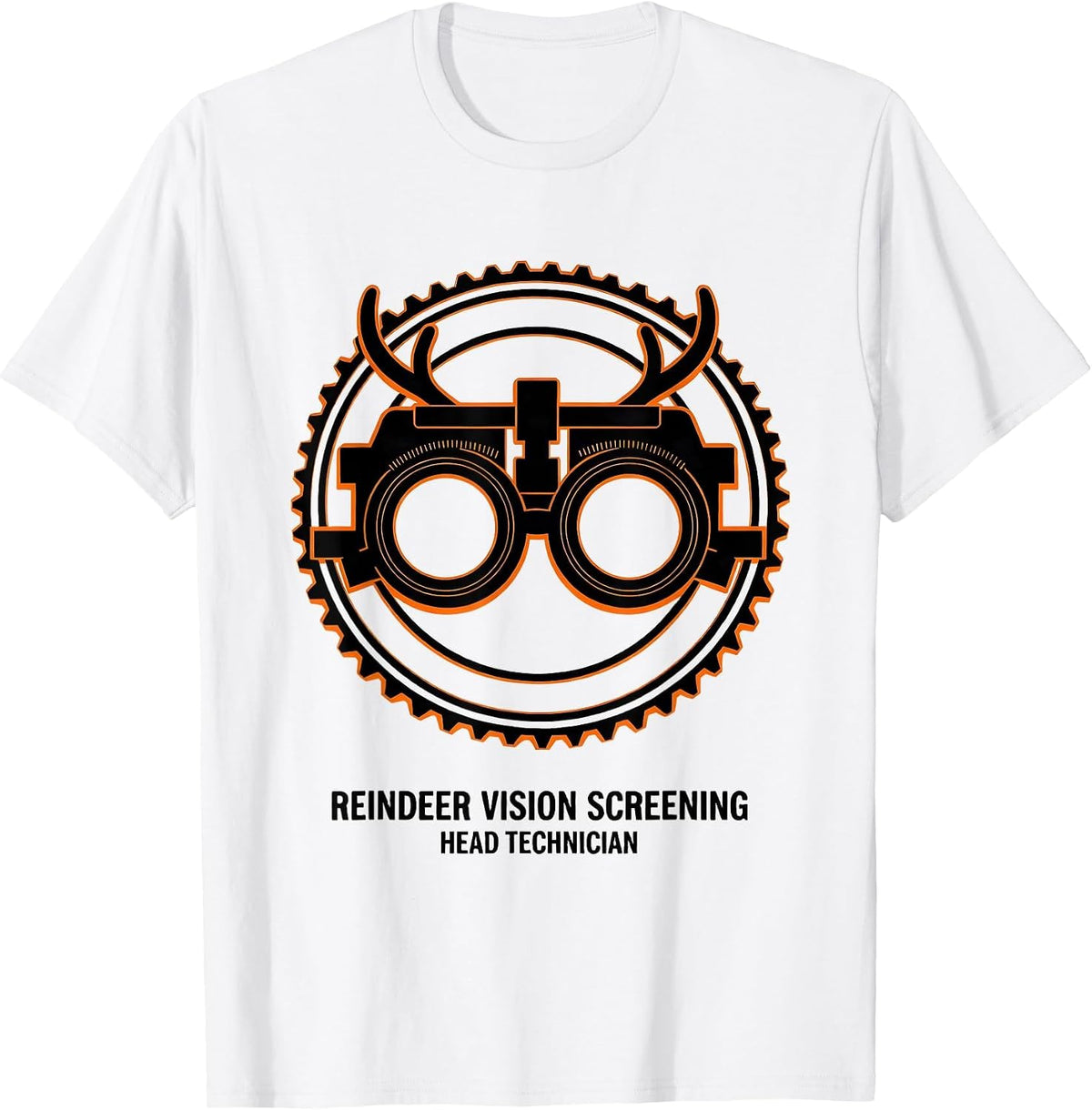 Men's Reindeer Vision Screening, Head Technician Optometrist T-Shirt - White
