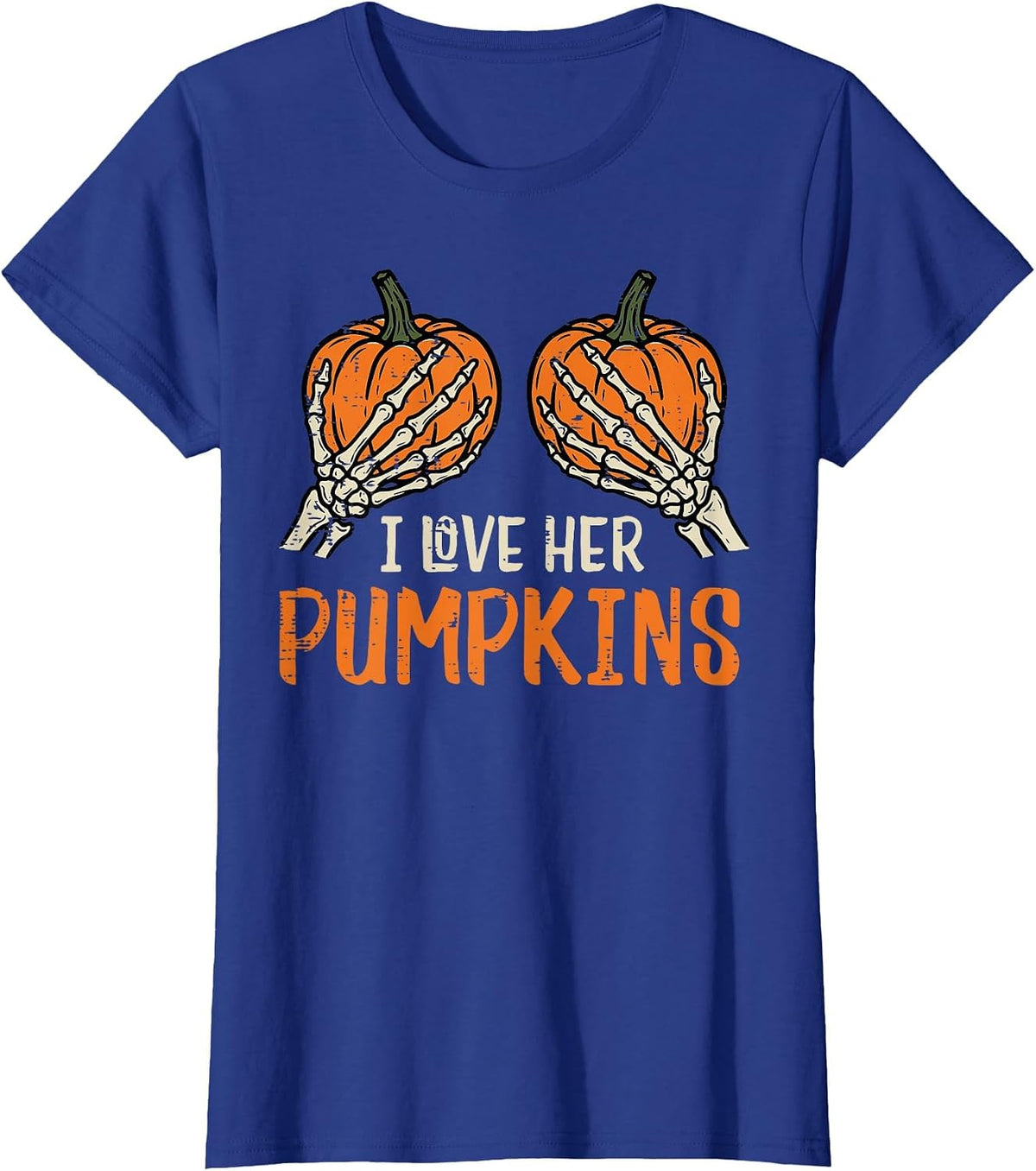 Halloween I Love Her Pumpkins Couple Matching Costume Men T-Shirt - Royal Blue