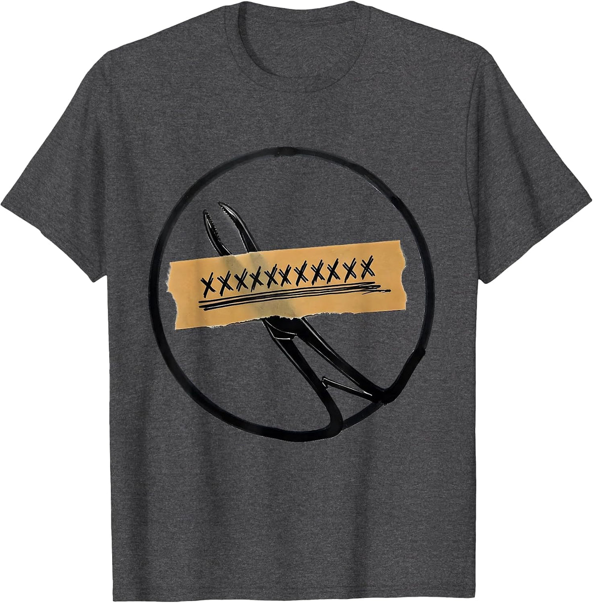Surgical Clamp Marking Tape Badge Scrub Tech Humor T-Shirt - Dark Heather Grey