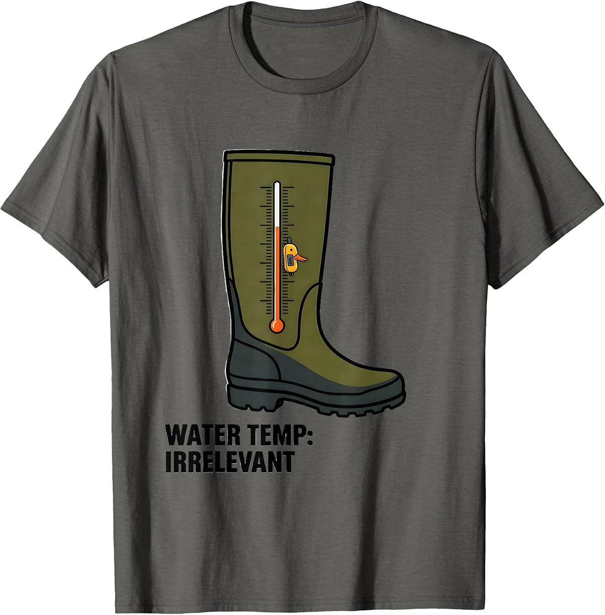 Water Temp: Irrelevant Editorial Conceptual Duck Hunting T-Shirt - Asphalt Grey