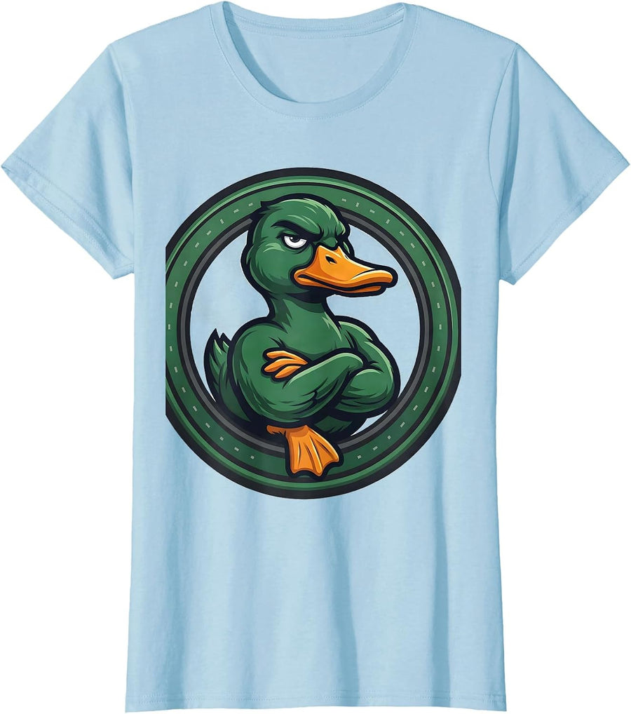 Women's Duck Mascot Logo Funny Novelty Gift for Duck Lovers T-Shirt - Baby Blue
