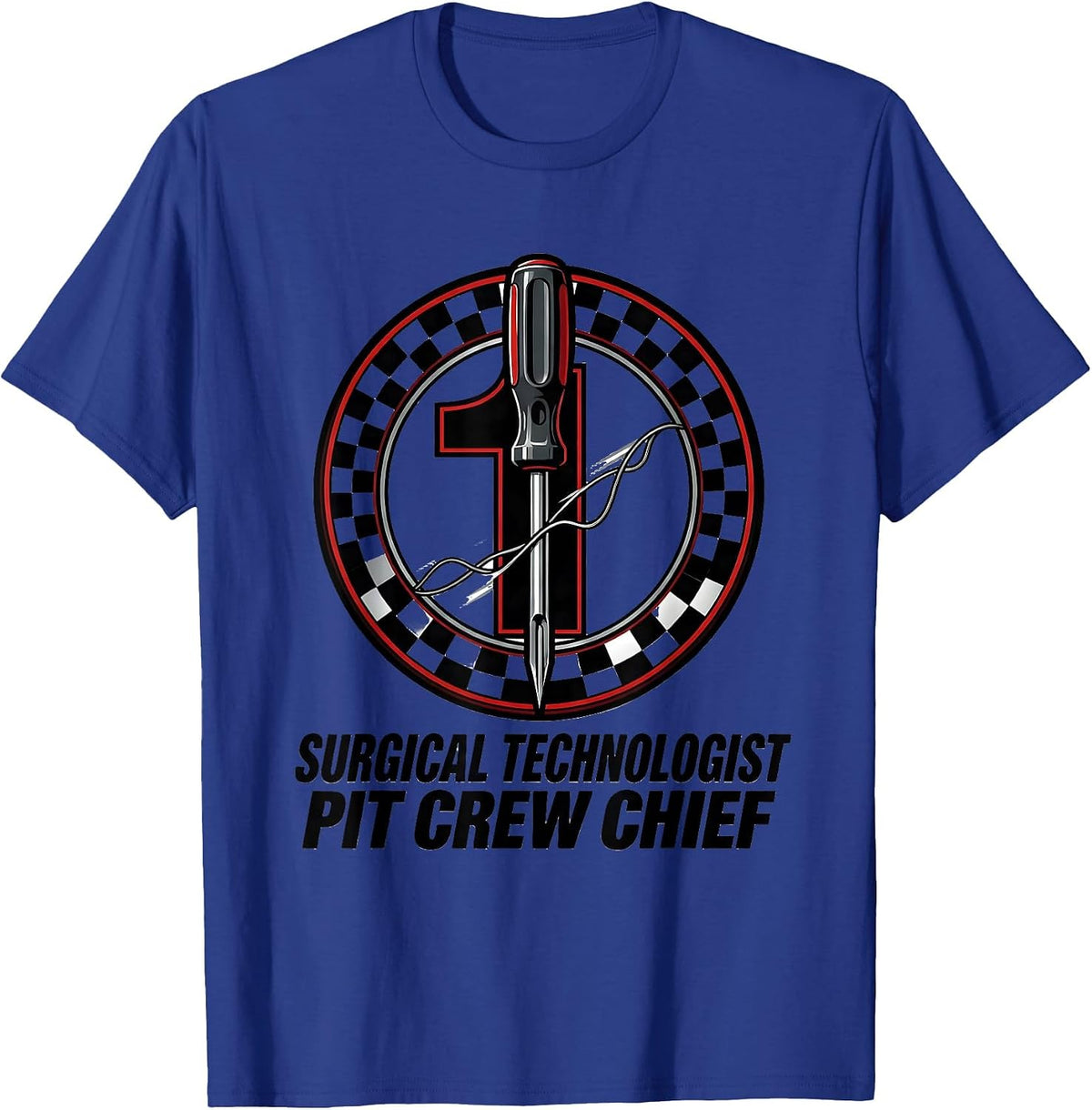 Surgical Technologist Pit Crew Chief Racing Livery Graphic T-Shirt - Royal Blue
