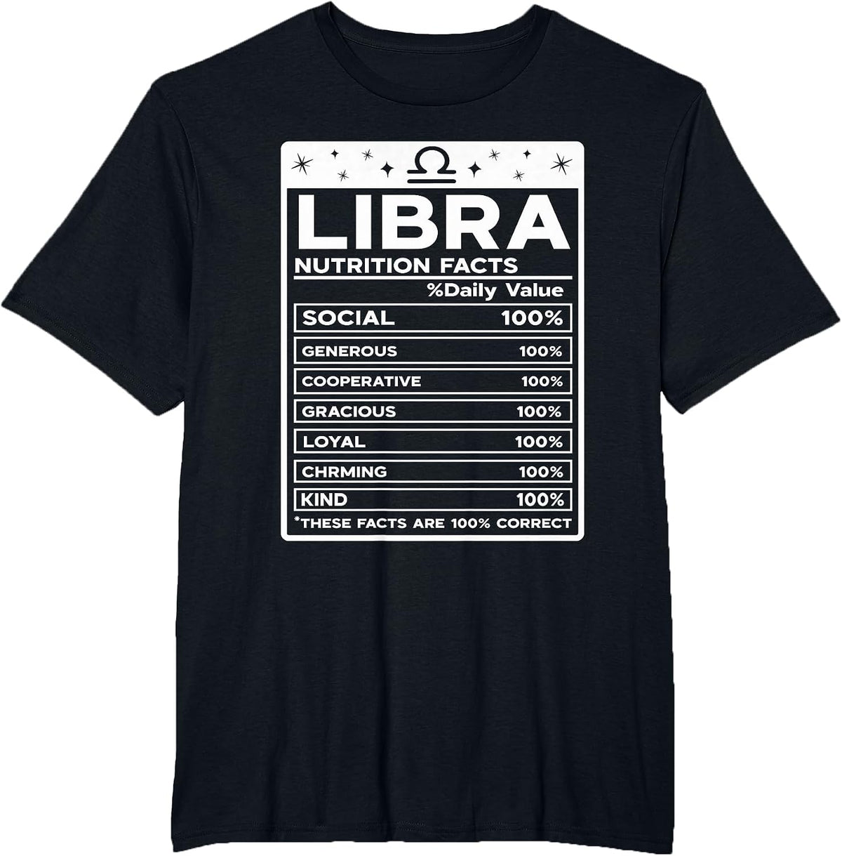 Libra Nutritional Style Zodiac Design, Libra T-Shirt - Black
