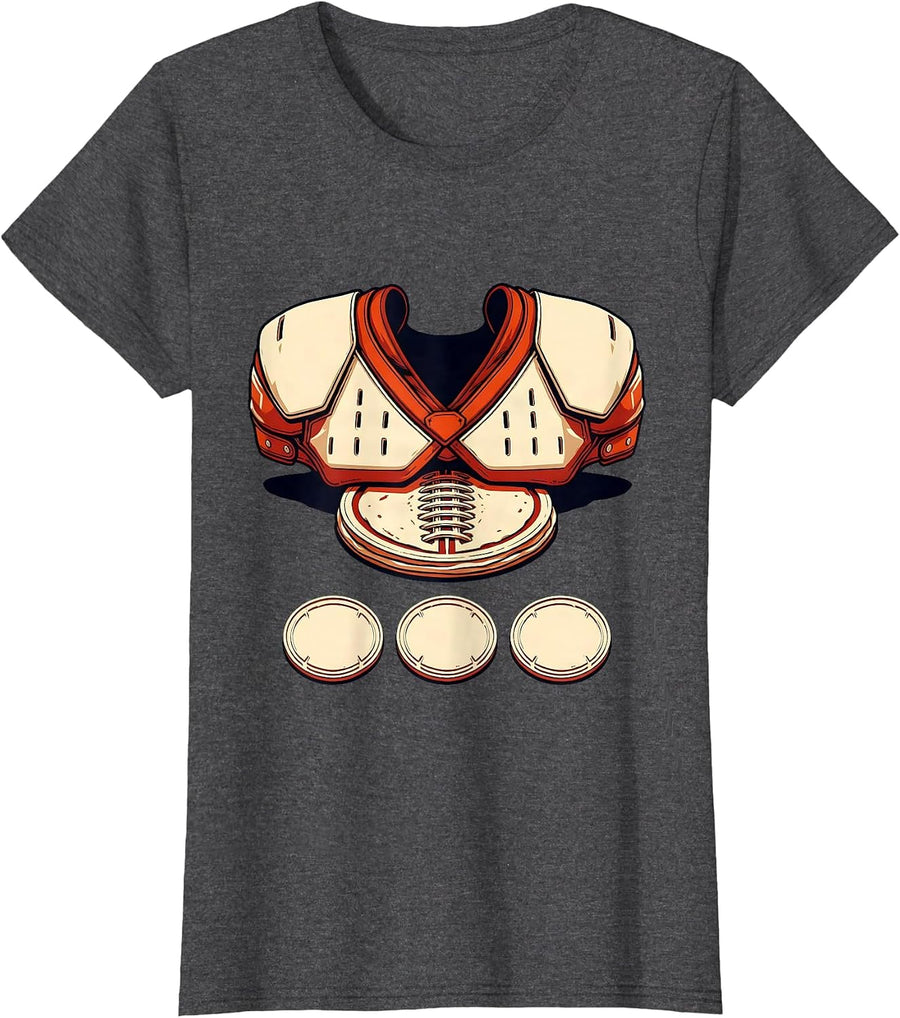 Women's Shoulder Pad Pancake Press Football Lineman Humor T-Shirt - Dark Heather Grey