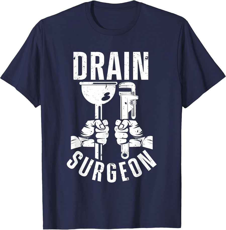 Funny Plumber Art for Men Women Plumbing Steamfitter Tools T-Shirt - Navy Blue