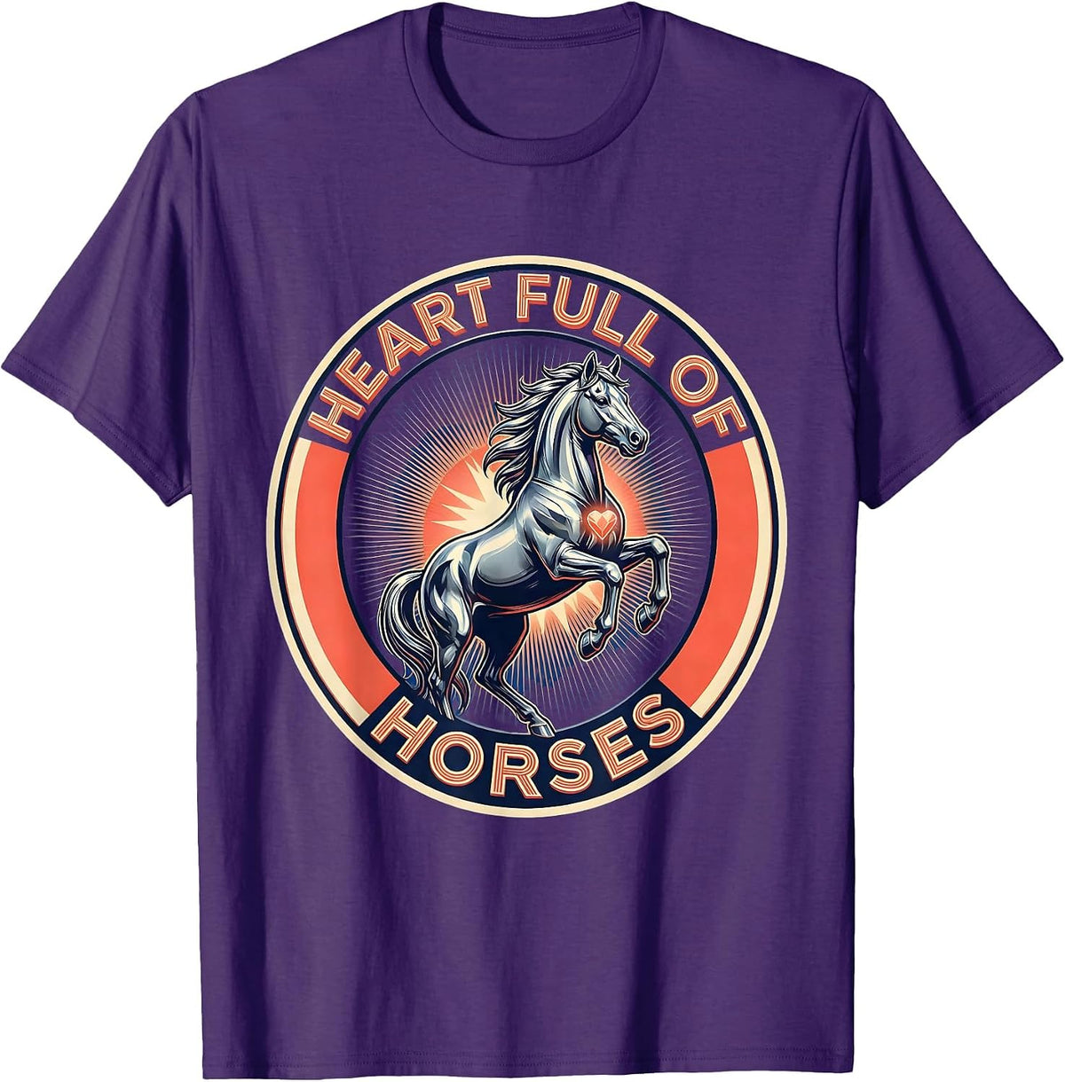 Heart Full of Horses Cowgirl Girls Design T-Shirt - Purple