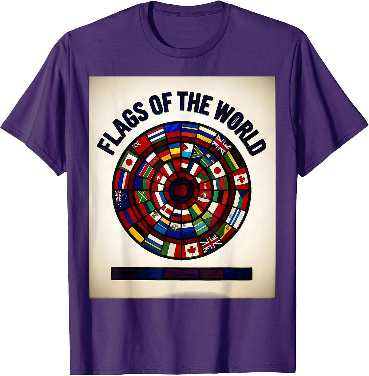 Men's Flags Of The World Stained Glass Mosaic Geography Lover Gift T-Shirt - Purple
