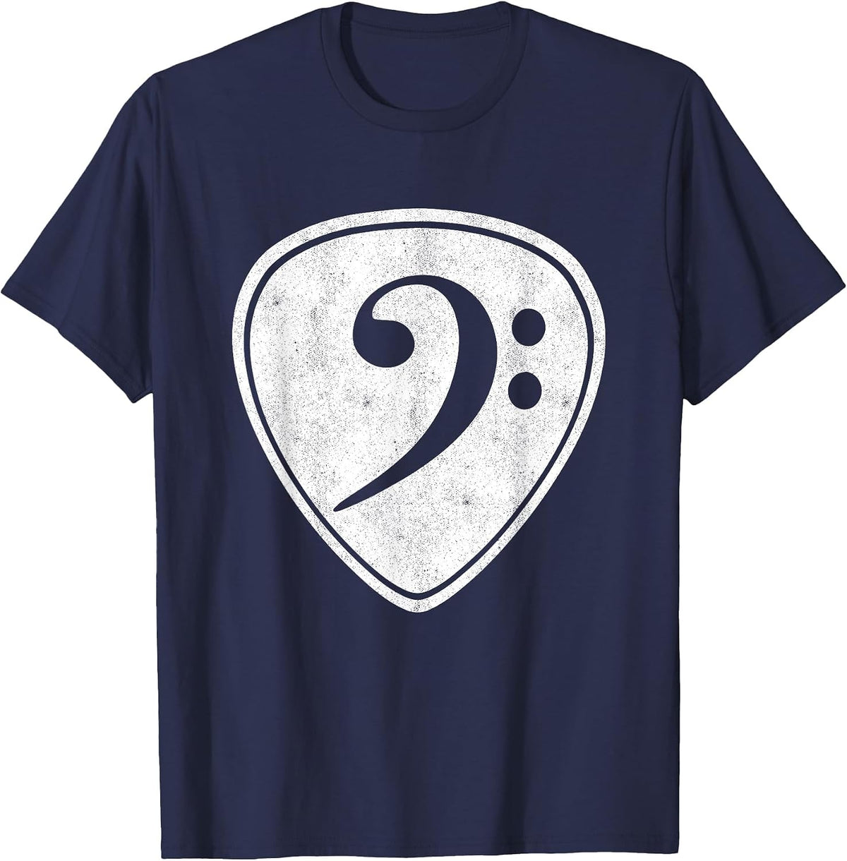 Bass Guitar Plectrum Music Bassist Bass Clef T-Shirt - Navy Blue
