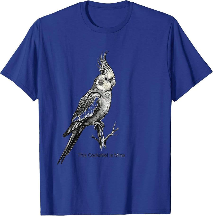 This Cockatiel Is Mine Vintage Cockatiel Drawing Art Design T-Shirt - Royal Blue