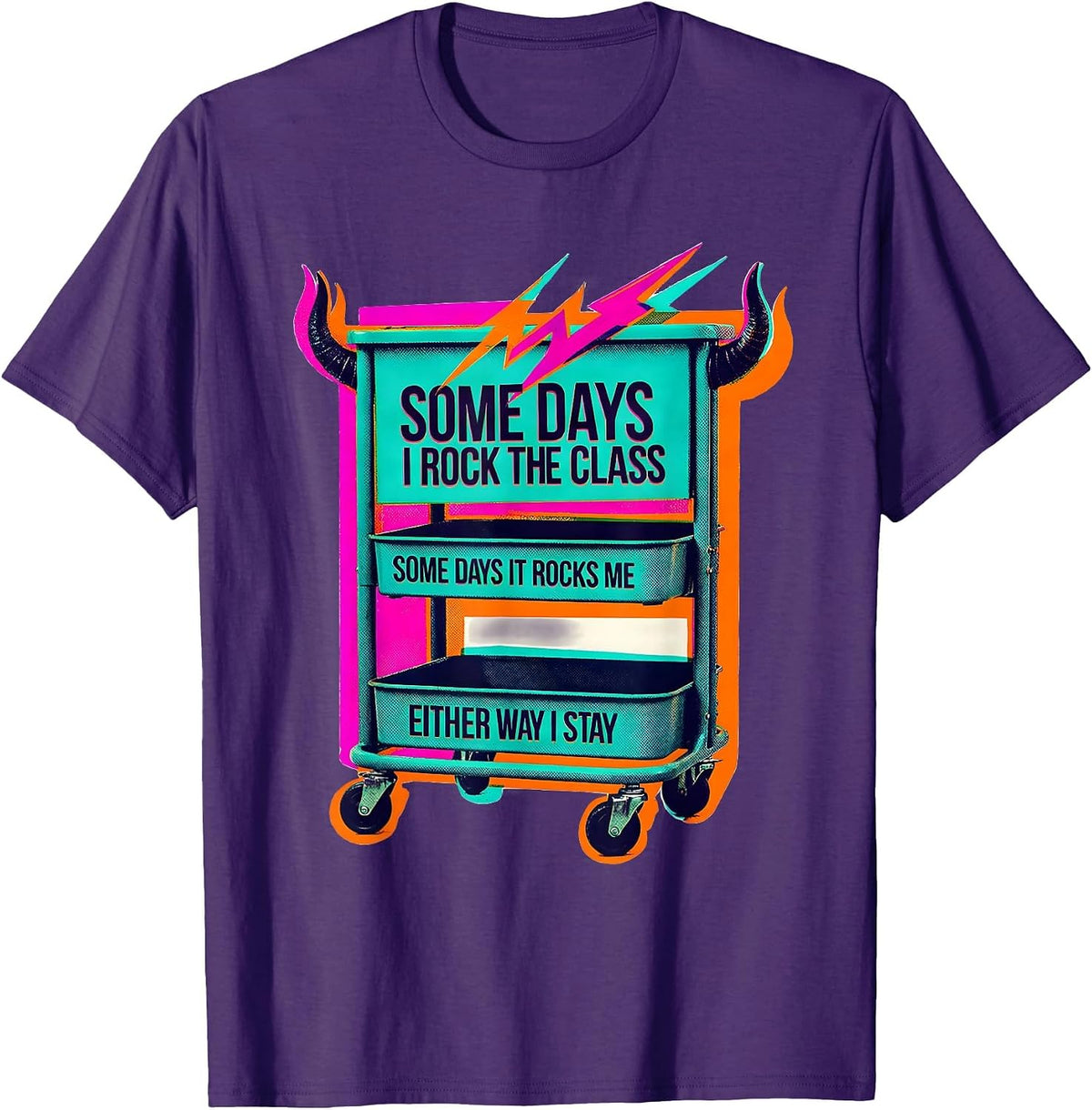Some Days I Rock The Class Risograph Rock On Teacher T-Shirt - Purple