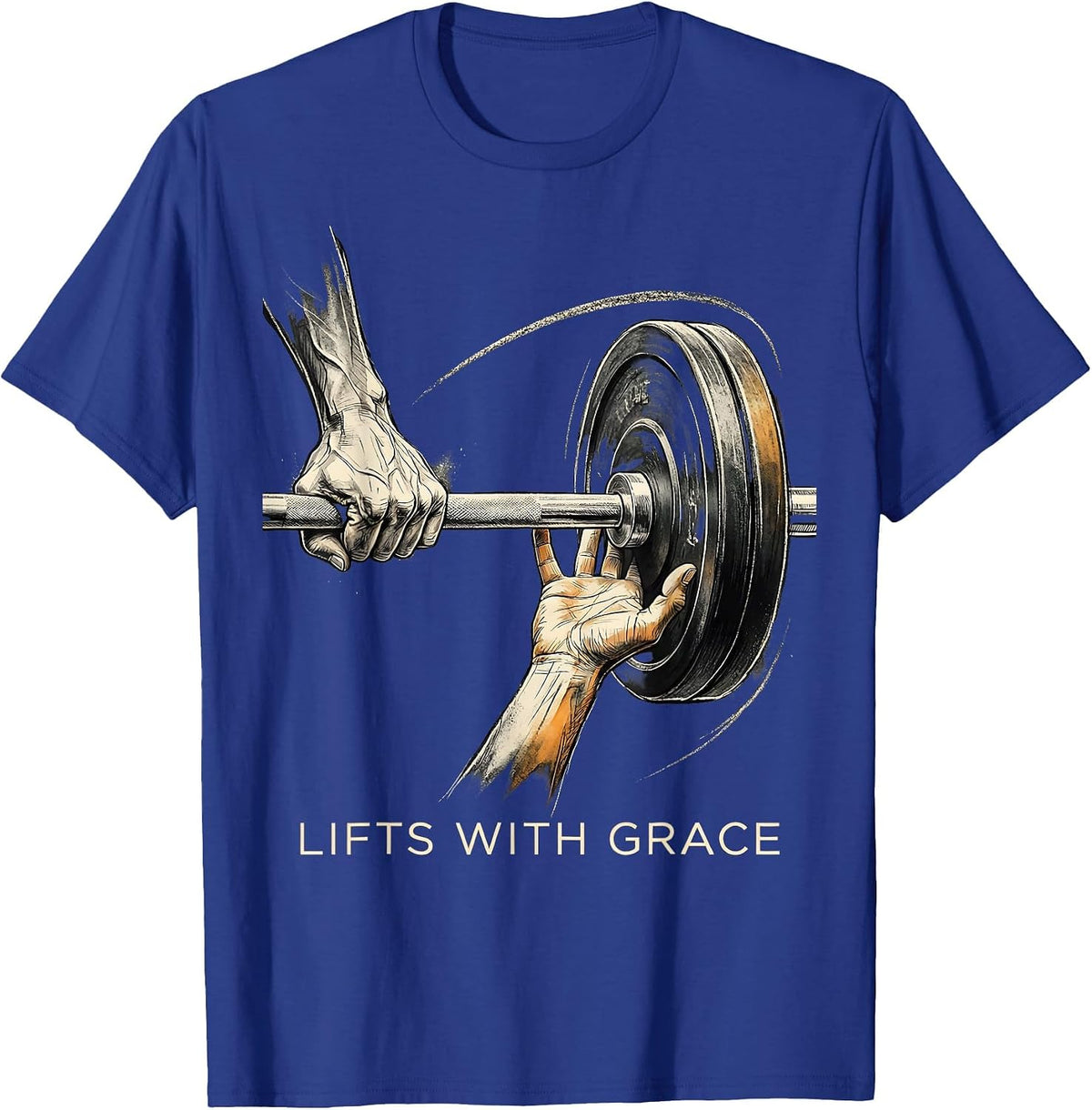 Men's Lifts With Grace Christian Gym Faith Motivation Weightlifter T-Shirt - Royal Blue