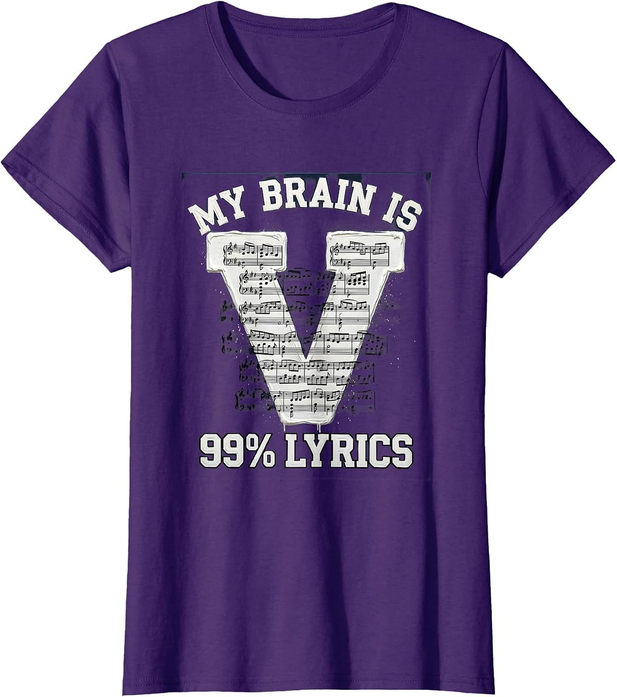 Women's My Brain Is 99% Lyrics Funny Music Lover Singer Humor T-Shirt - Purple
