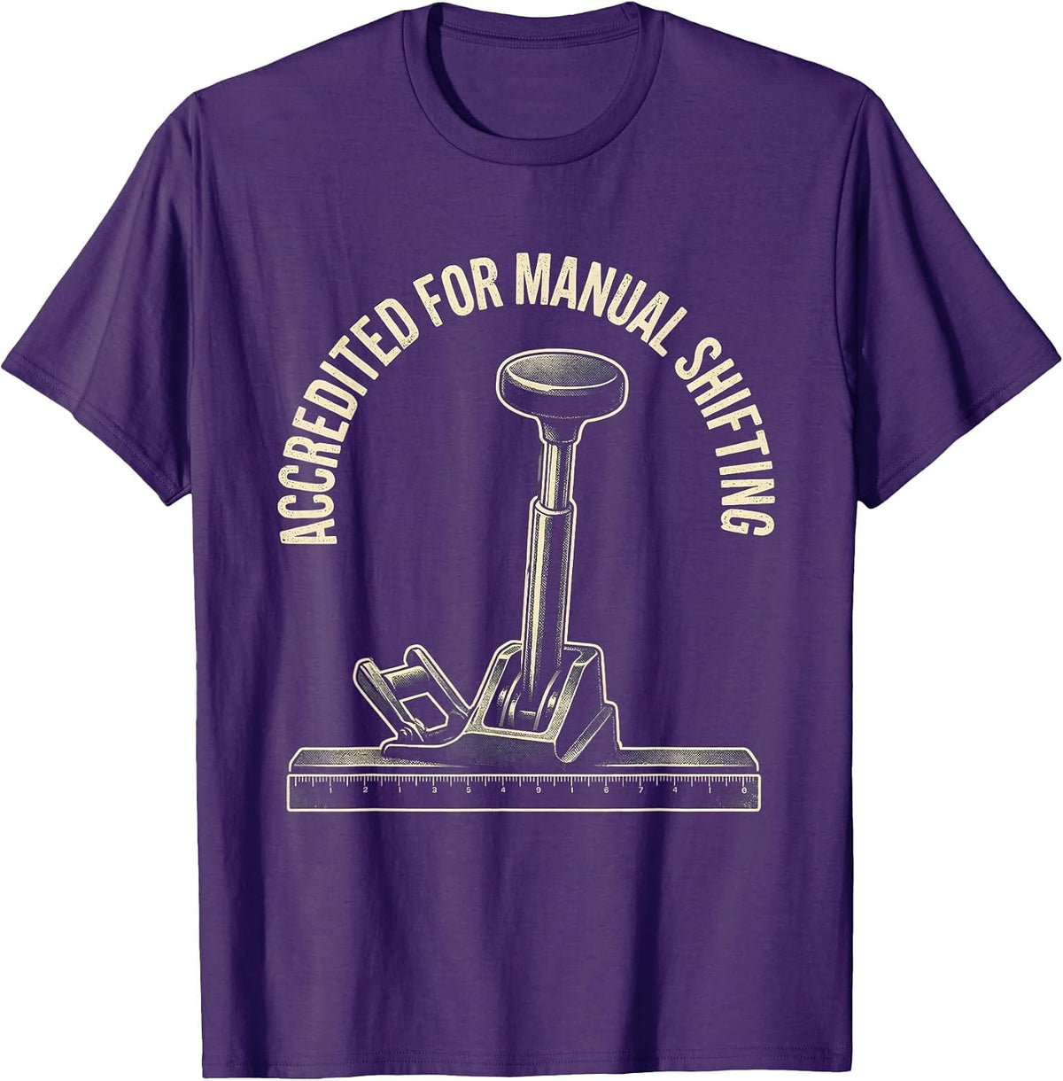 Accredited For Manual Shifting Vintage Car Guy Stick Shift T-Shirt - Purple