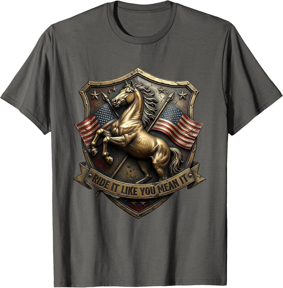 Ride It Like You Mean It Horse Riding Design T-Shirt - Asphalt Grey