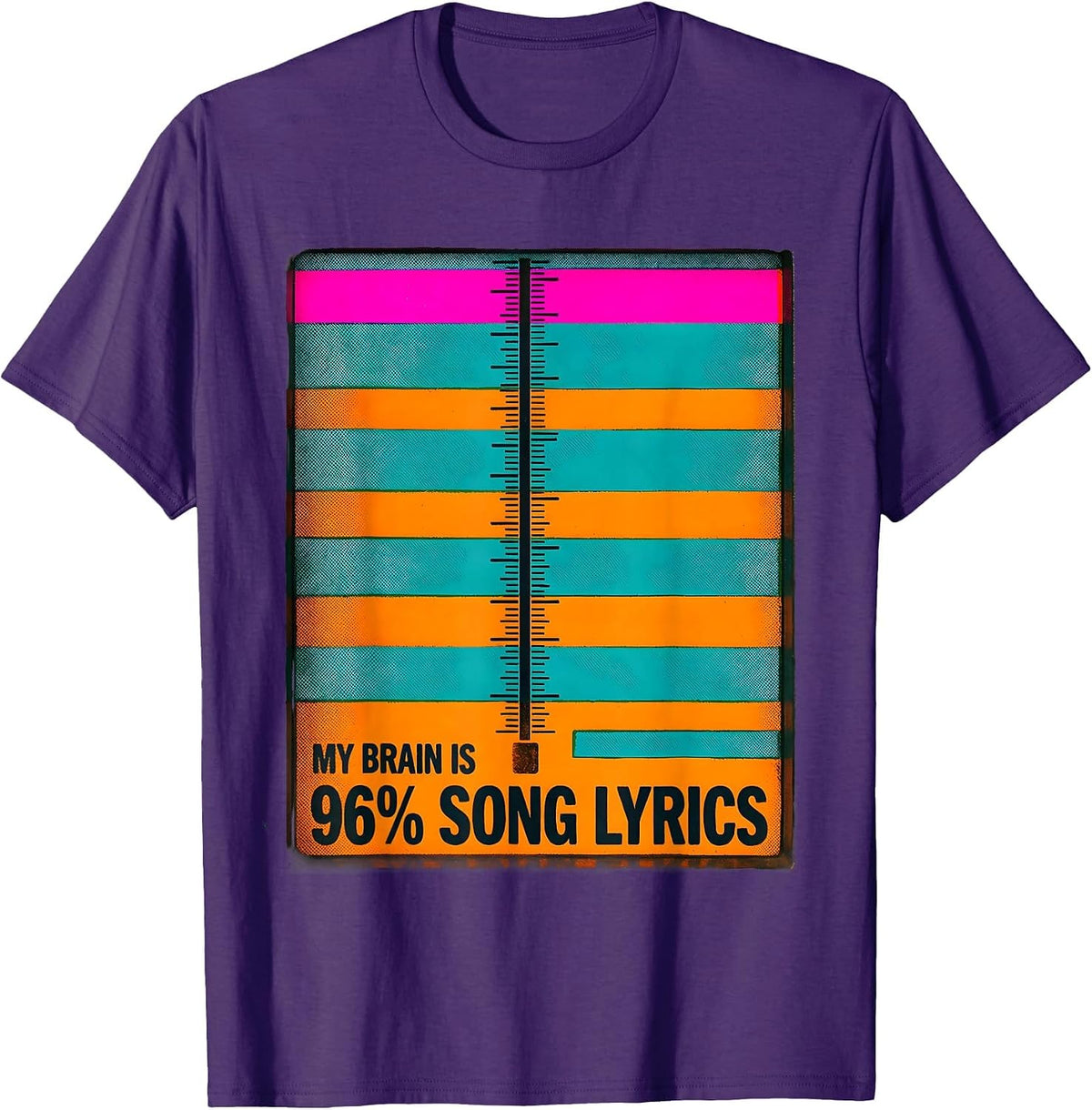 Men's My Brain Is 96% Song Lyrics Funny Music Lover Singer Gift T-Shirt - Purple