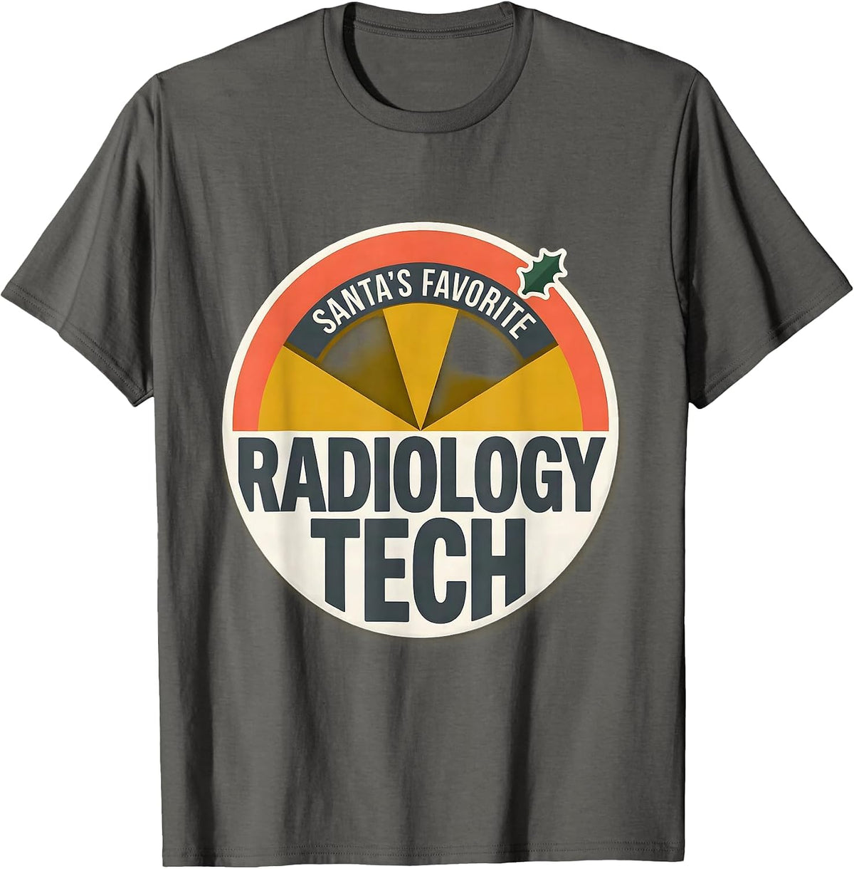 Santa's Favorite Radiology Tech Midcentury Modern Christmas T-Shirt - Asphalt Grey